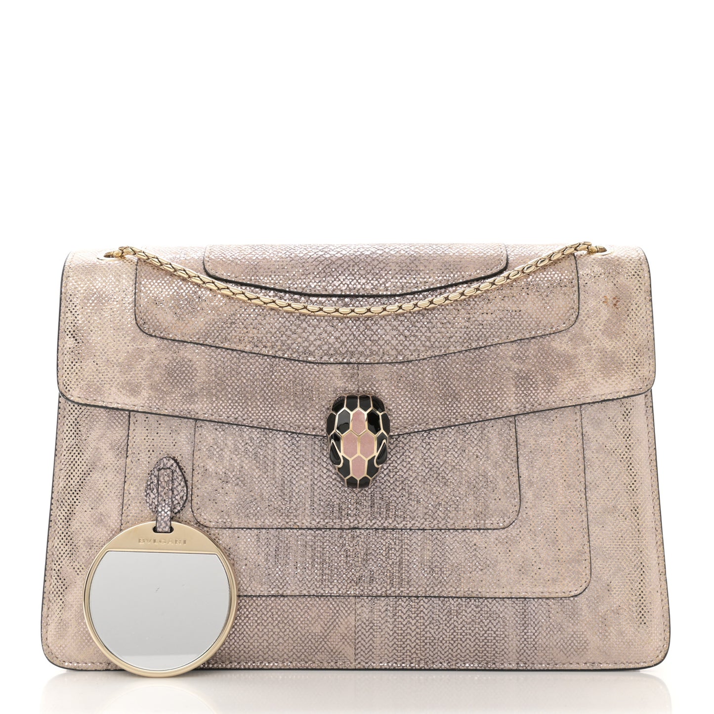 Metallic Karung Serpenti Forever Crossbody Rosa Di Francia