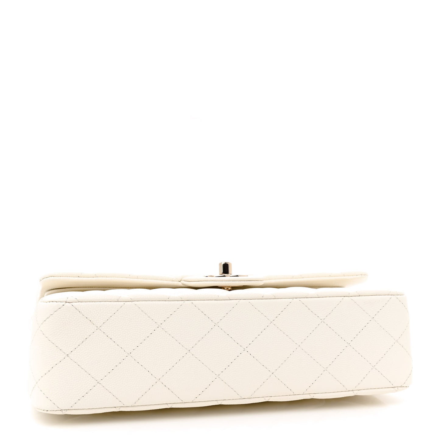 Caviar Quilted Medium Double Flap White