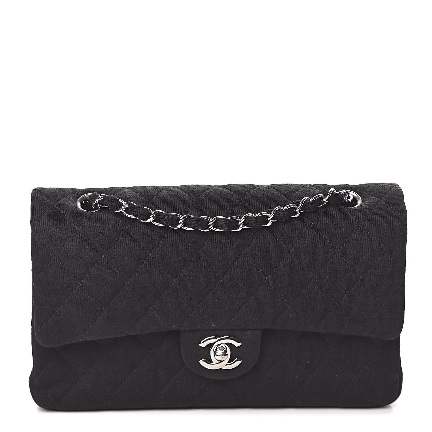 Chanel Jersey Quilted Medium Double Flap Black 1 of 11