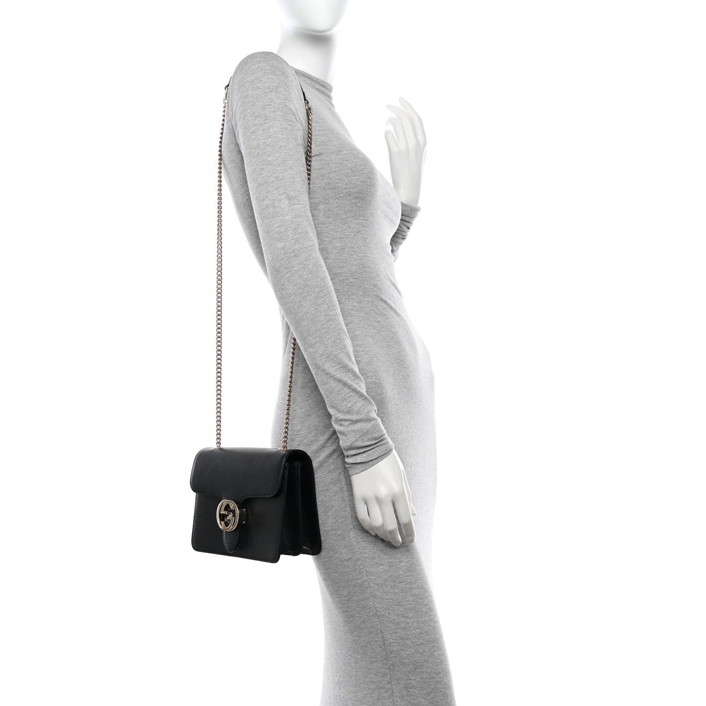 Dollar Calfskin Small Interlocking G Shoulder Bag Black