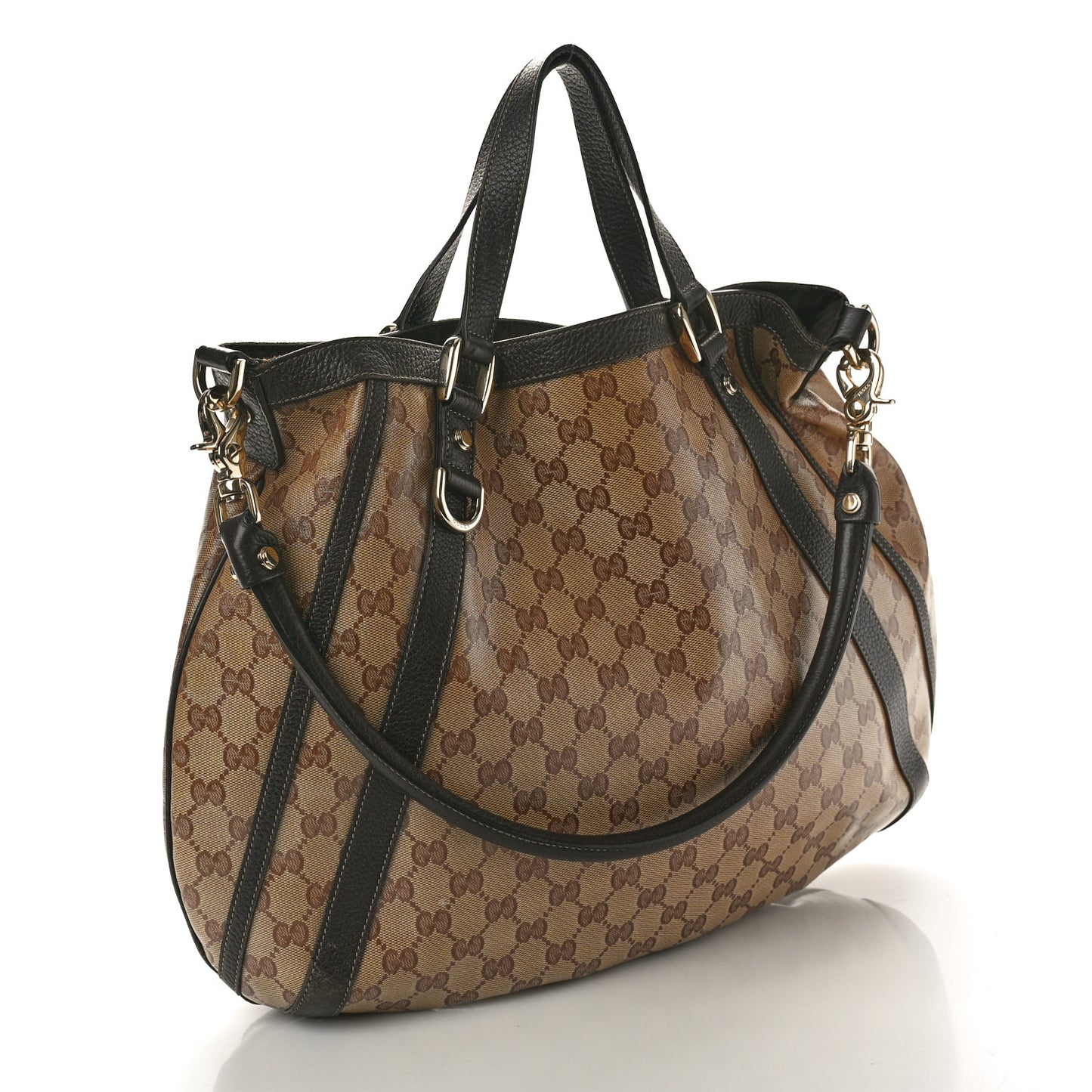 Crystal Monogram Medium Abbey Convertible Tote Dark Brown