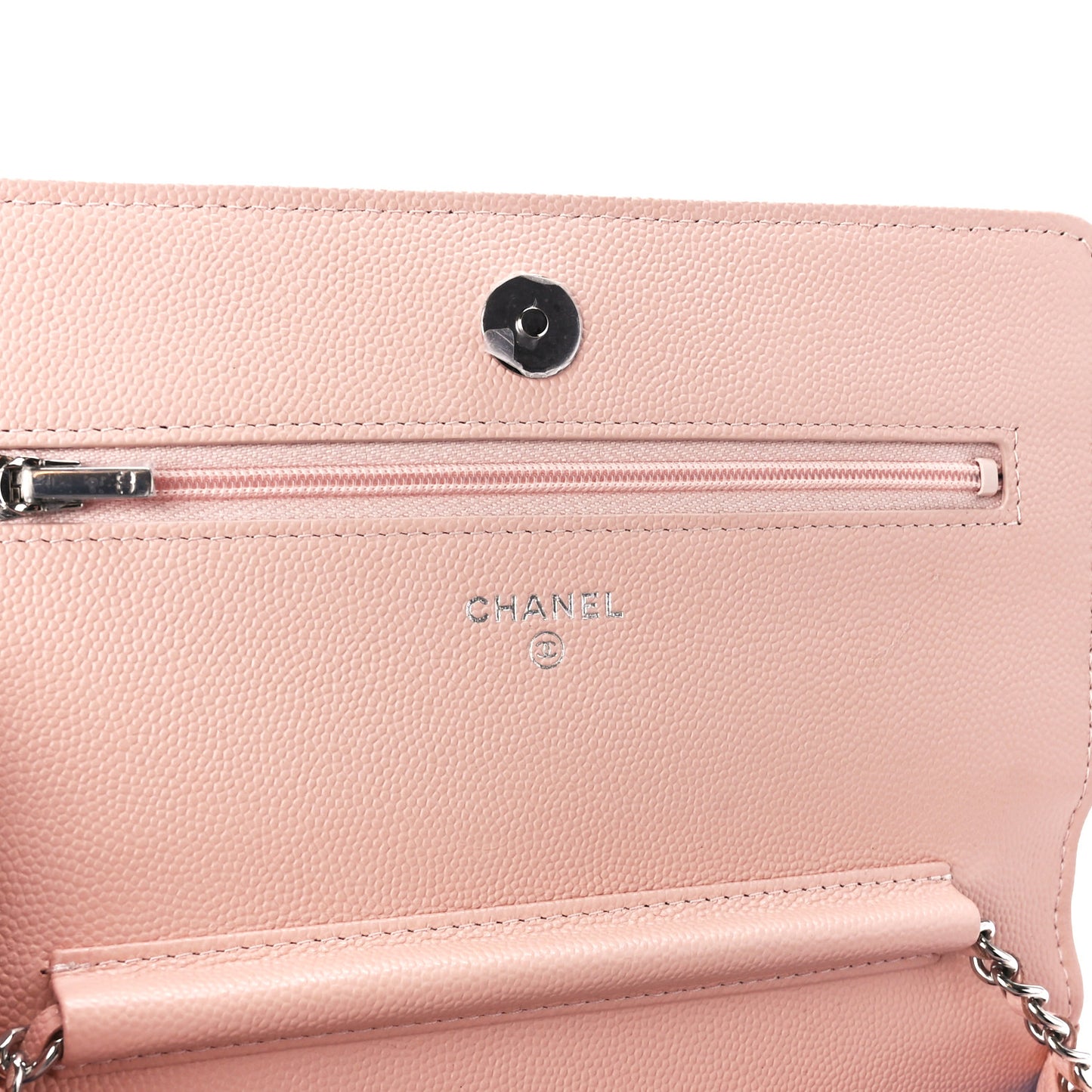 Caviar Quilted Wallet on Chain WOC Beige Blue