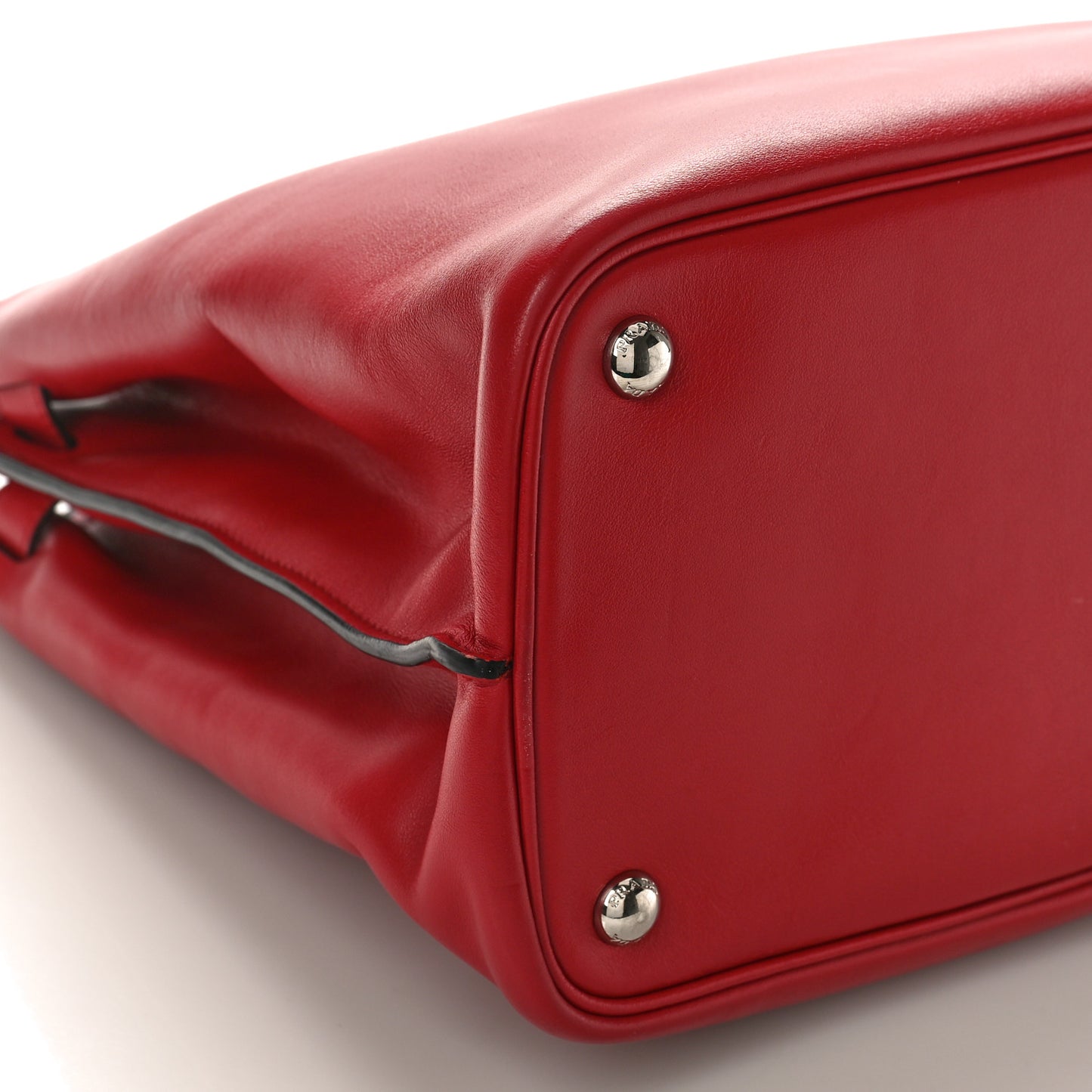 Soft Calfskin Ribbon Tote Rosso Black