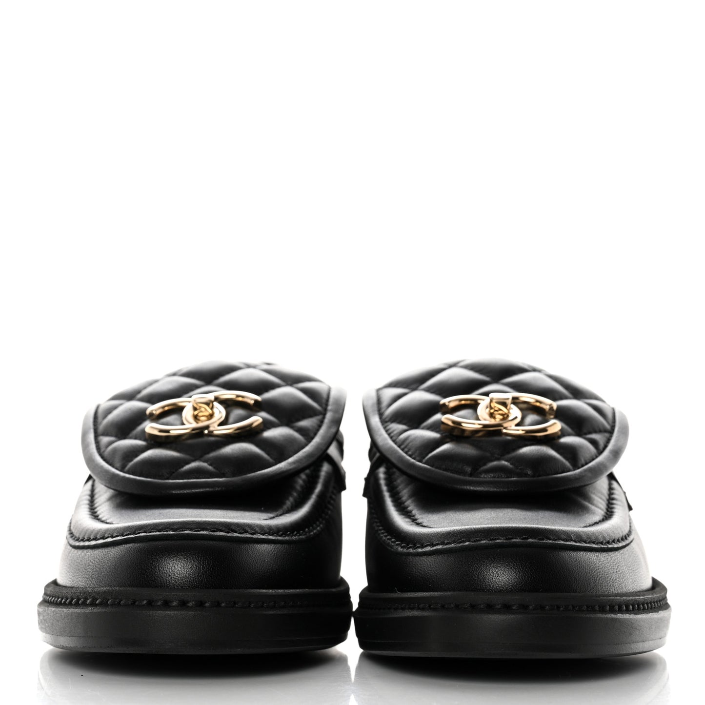 Lambskin Quilted CC Turnlock Loafers 37.5 Black