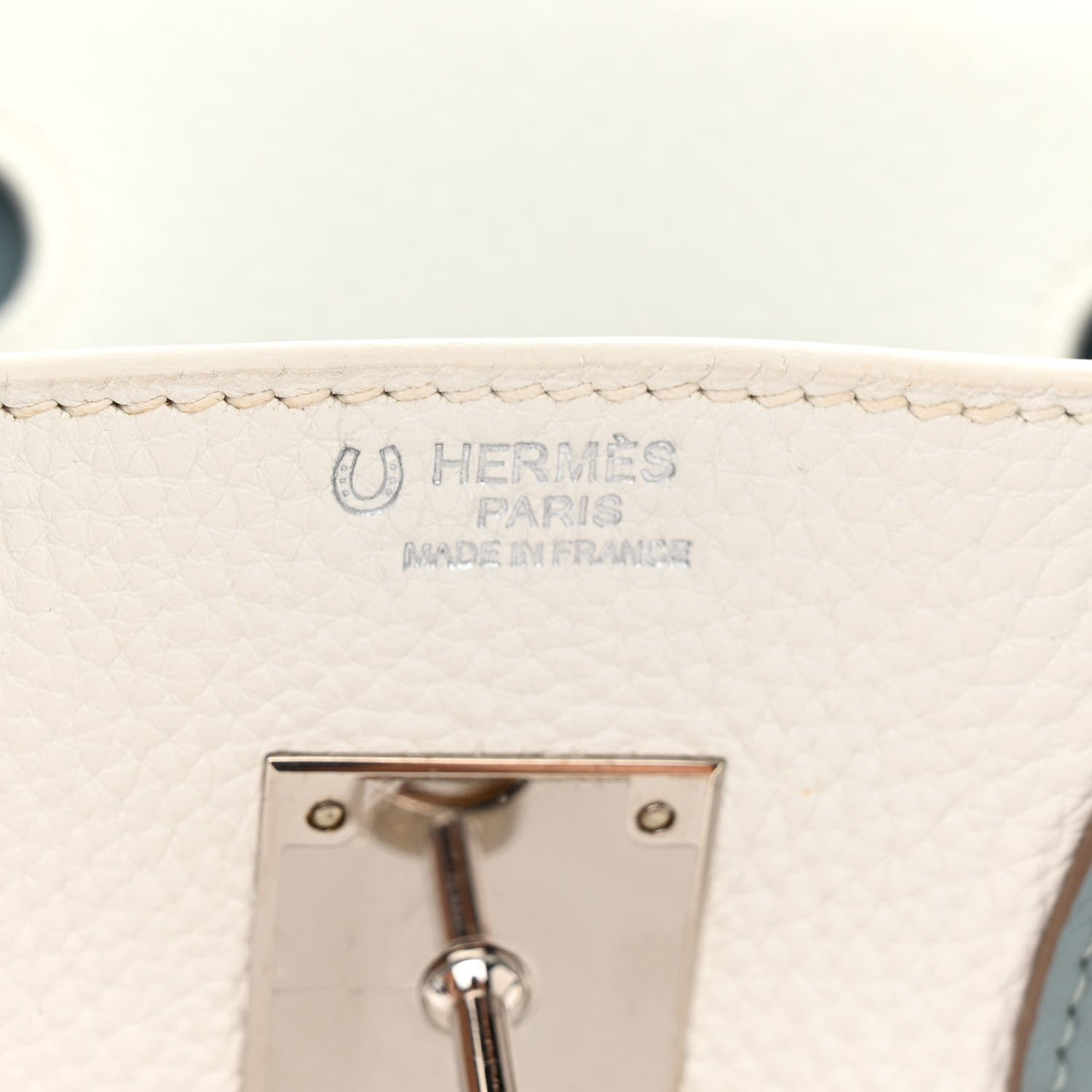 Hermes Togo Horseshoe Birkin 30 White Ciel 6 of 16