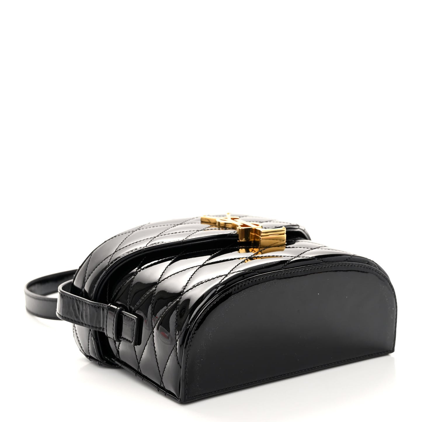 Patent Matelasse Monogram June Box Bag Black