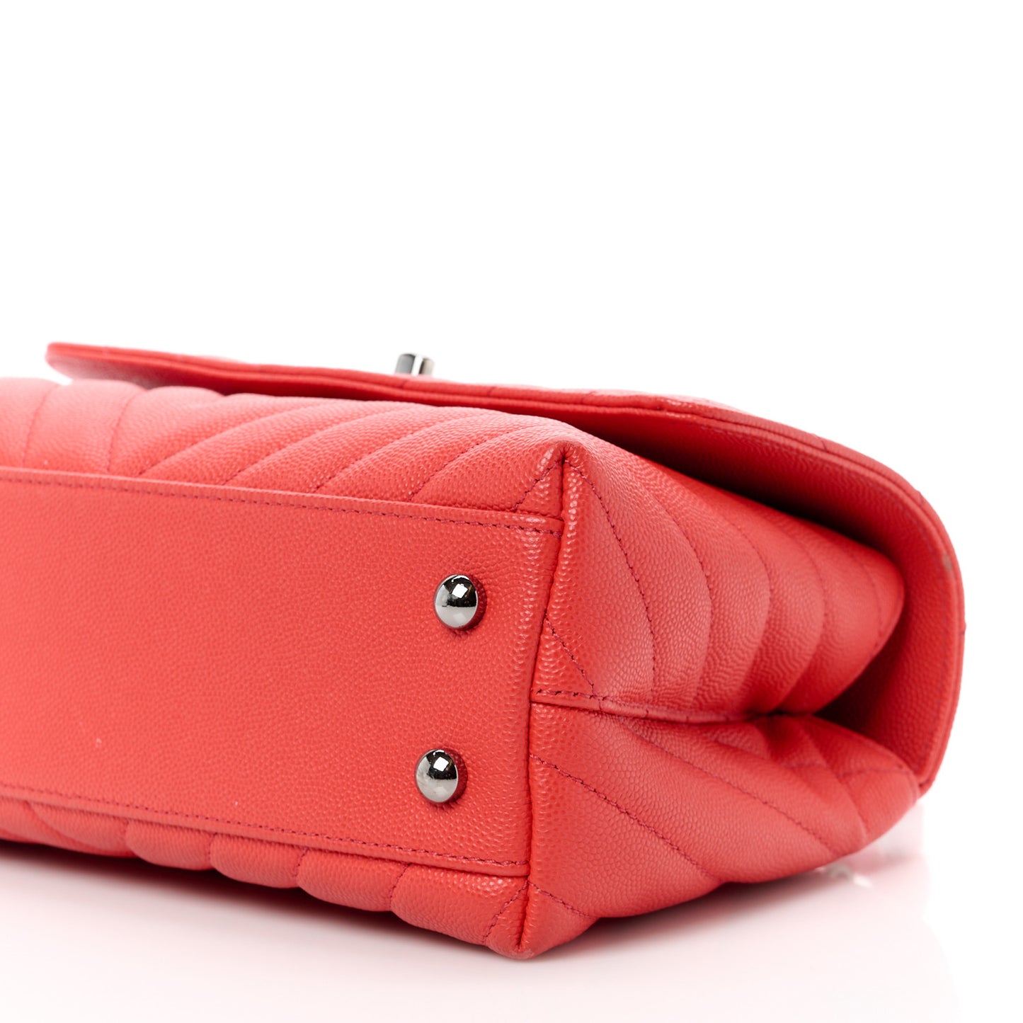 Caviar Chevron Quilted Mini Coco Handle Flap Red
