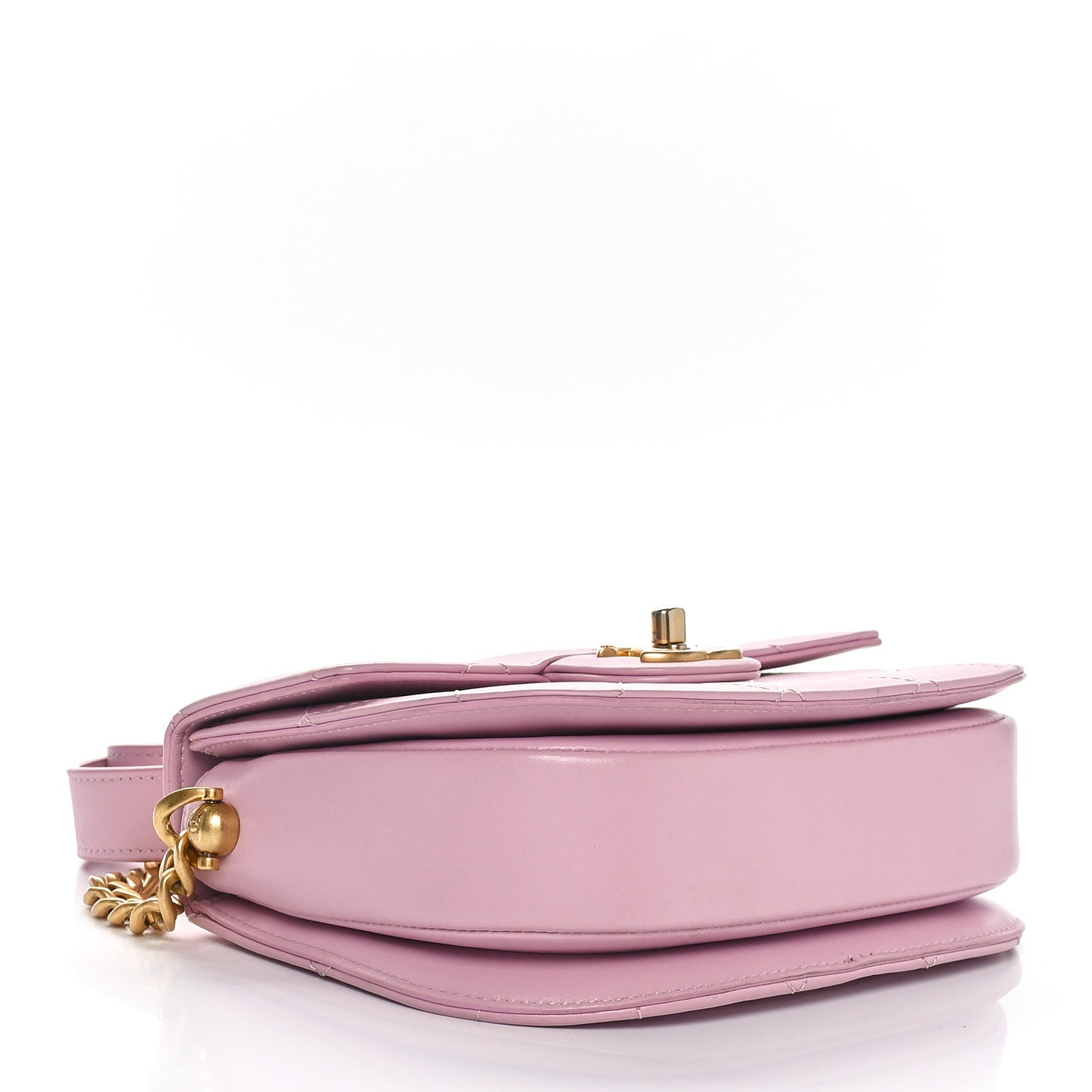 Calfskin Quilted Moon Messenger Light Pink