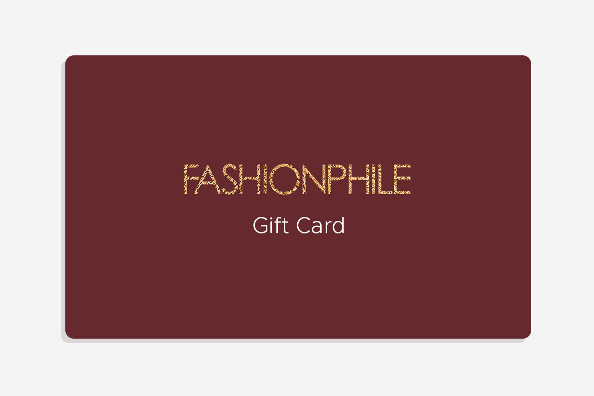 FASHIONPHILE logo in metallic gold and Gift Card in white text