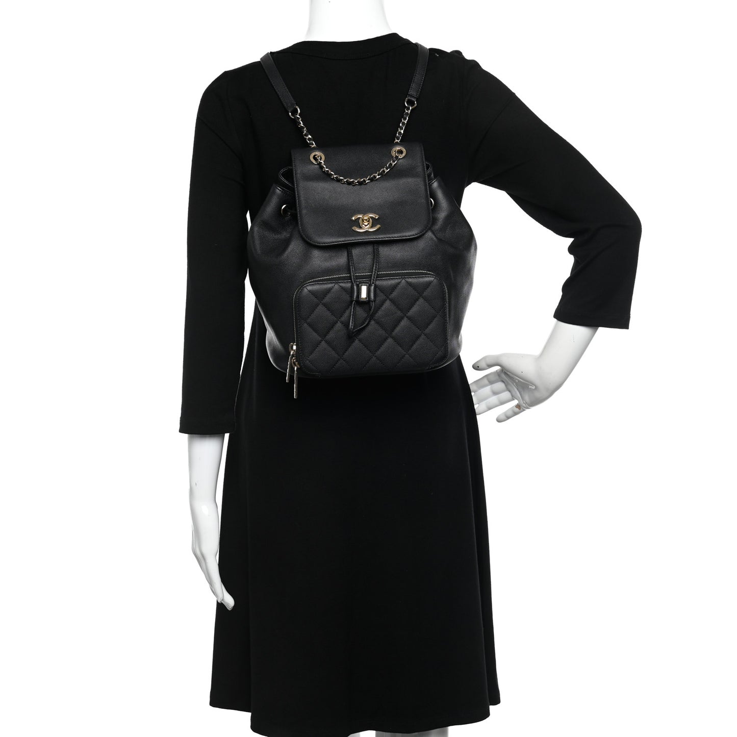 Caviar Quilted Business Affinity Backpack Black