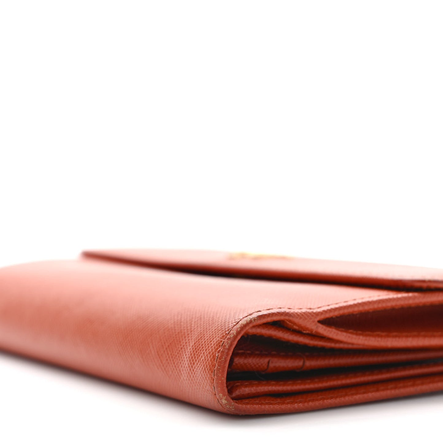 Saffiano Metal Large Compact Flap Wallet Papaya