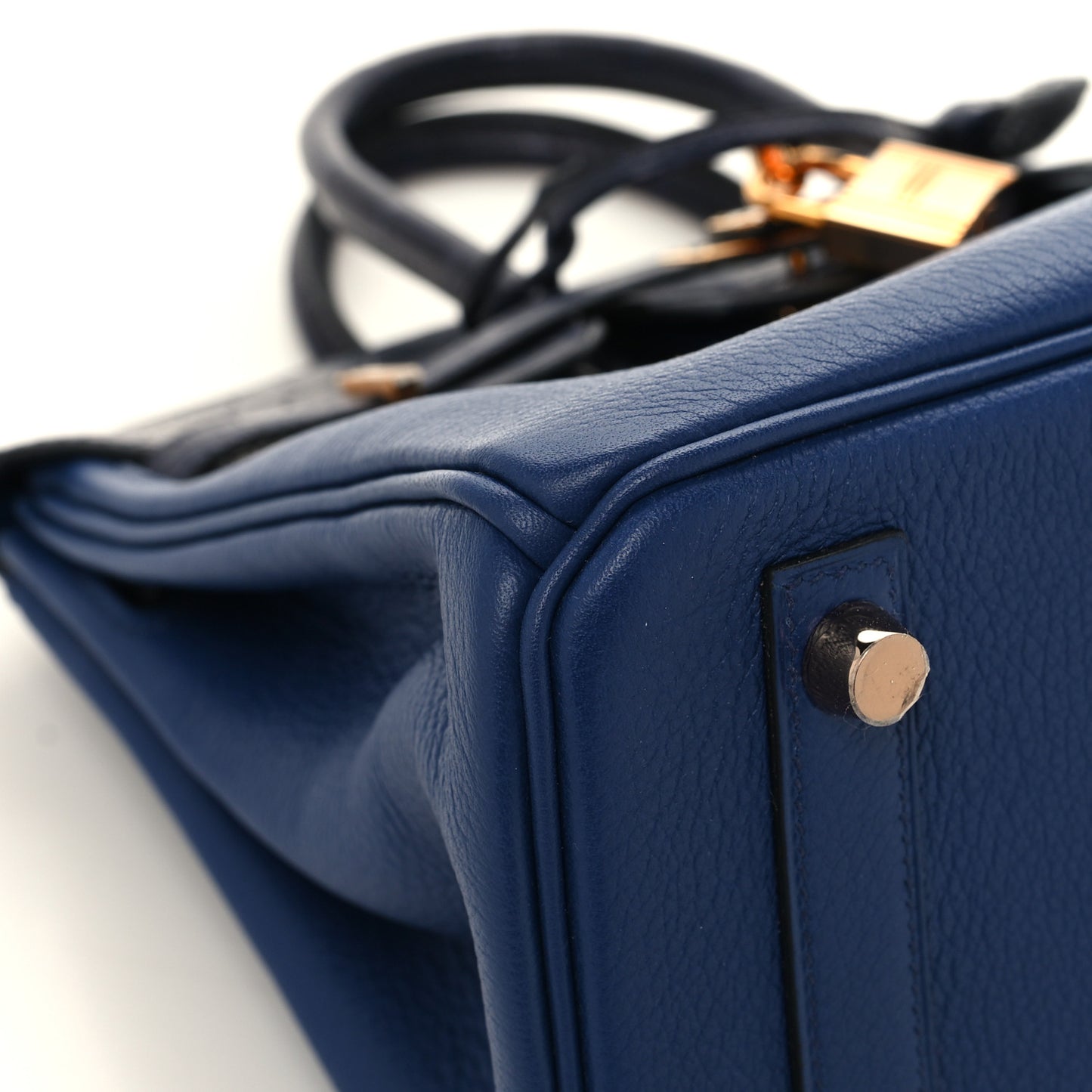 Taurillon Novillo Matte Alligator Birkin Touch 25 Bleu Saphir Marine