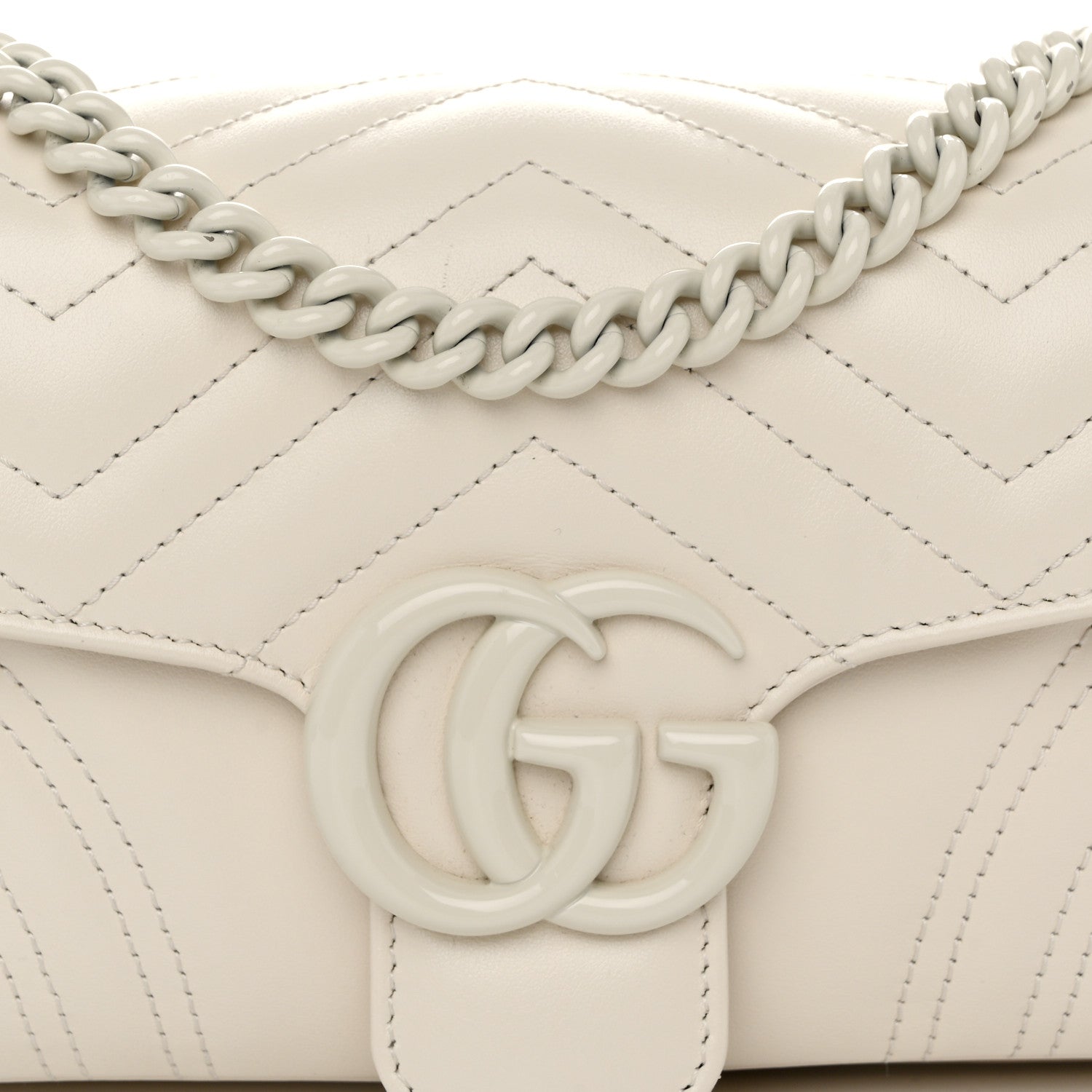 Gucci Calfskin Matelasse Monochrome GG Marmont Crossbody Shoulder Bag White 8 of 11