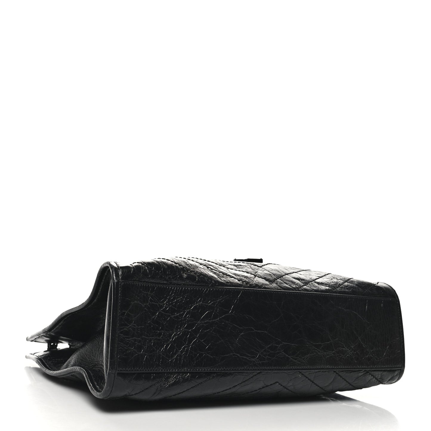 Crinkled Calfskin Matelasse Monogram Large Niki Shopper Tote Black