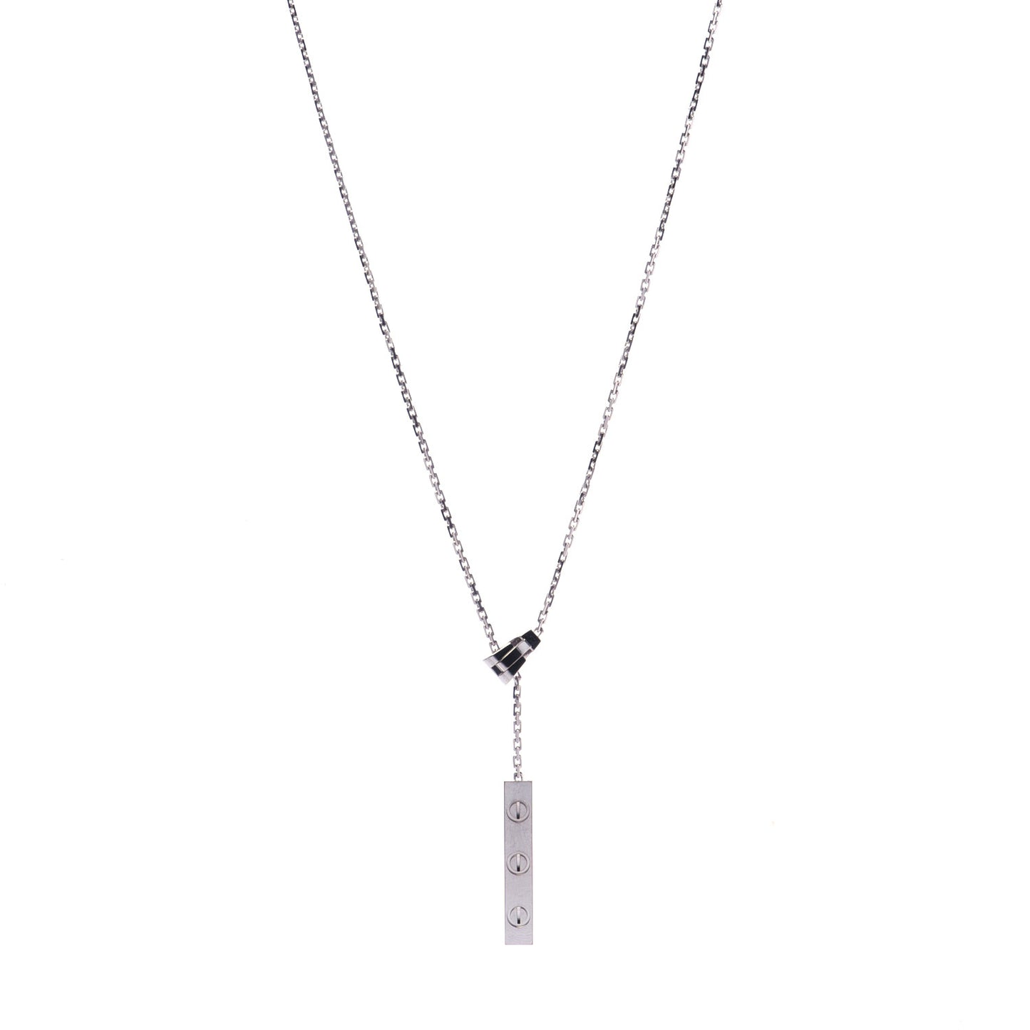 18K White Gold LOVE Lariat Necklace