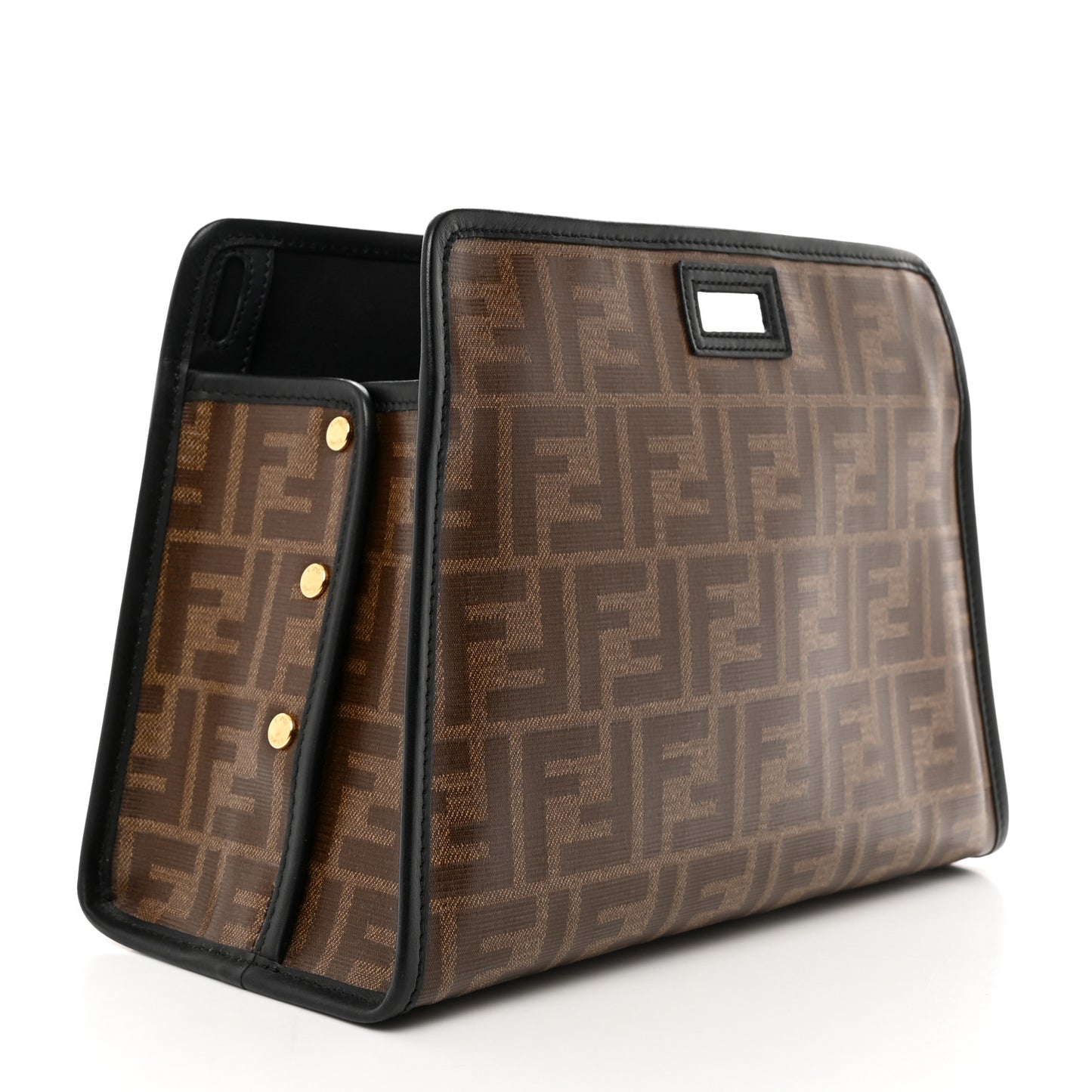 Glazed Fabric Vitello Century FF 1974 Stamp Patch Mini Peekaboo Defender Cover Mogano Panna Black