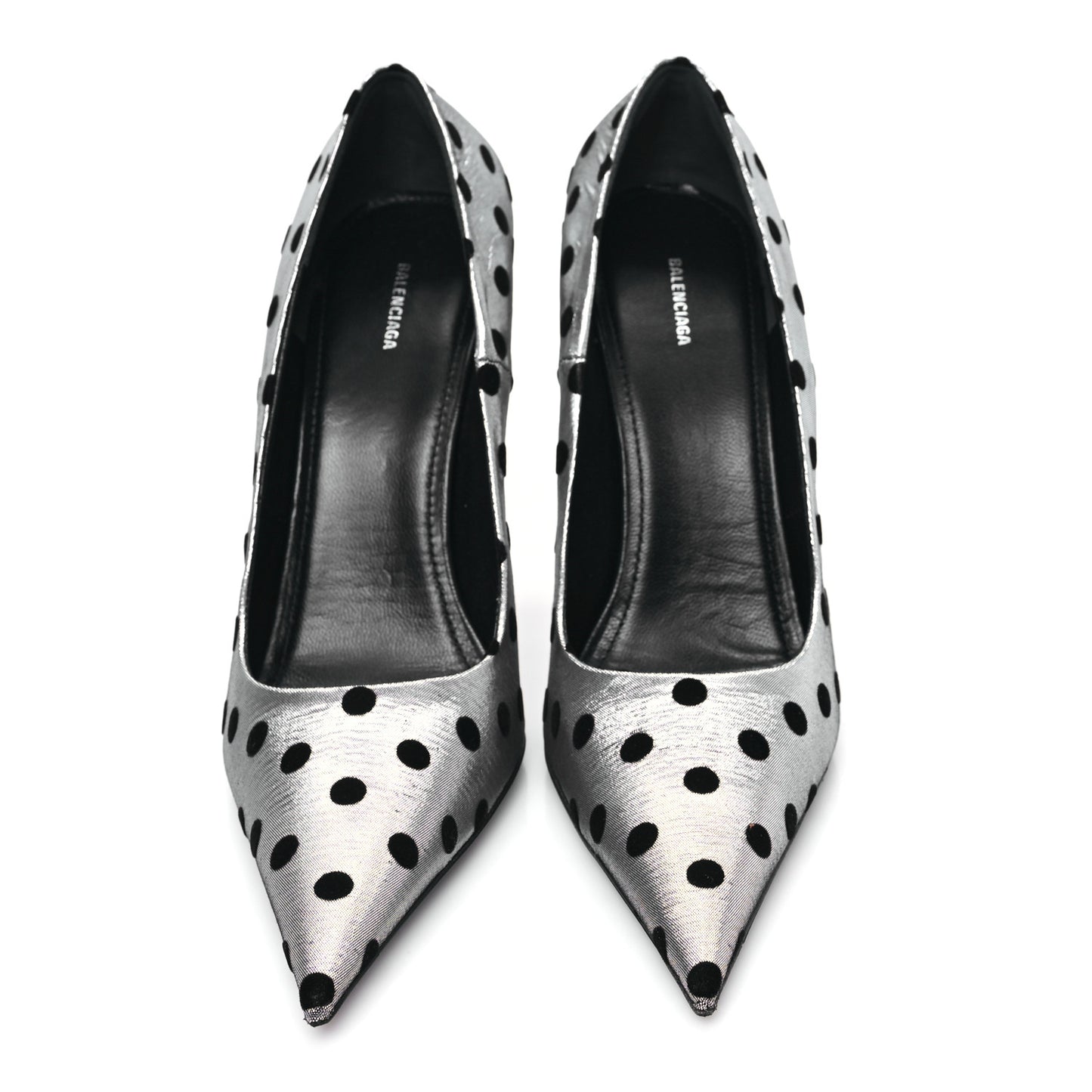 Shiny Fabric Square Knife 110mm Pumps 38 Silver Black