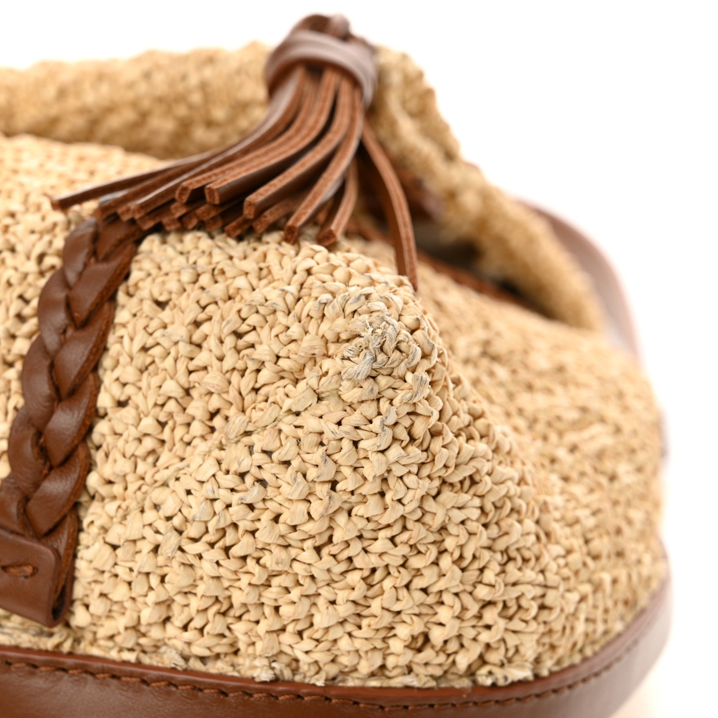 Raffia Calfskin Medium Penelope Shoulder Bag Tan