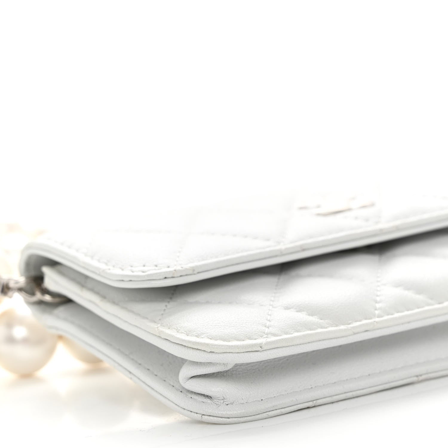 Chanel Calfskin Quilted Maxi Pearls Clutch With Chain White 10 of 12