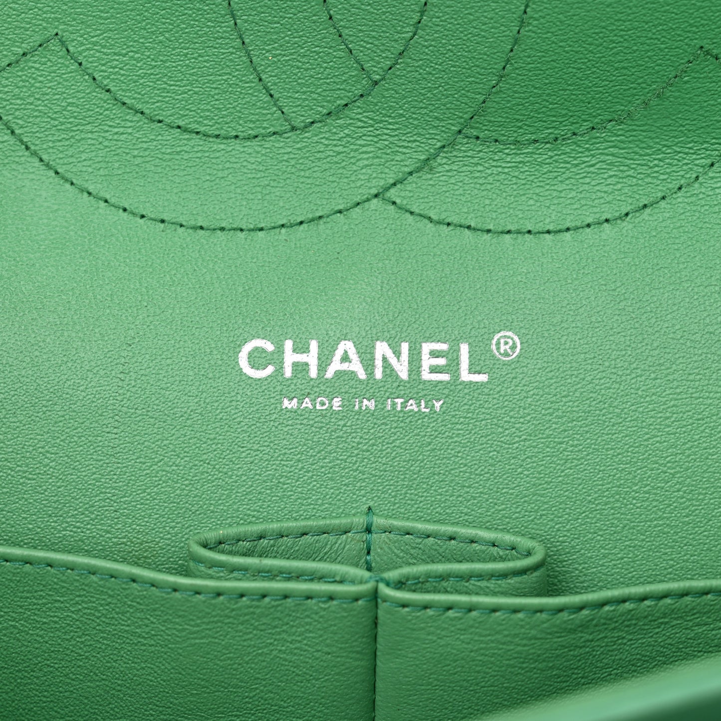 Patent Quilted Jumbo Double Flap Green