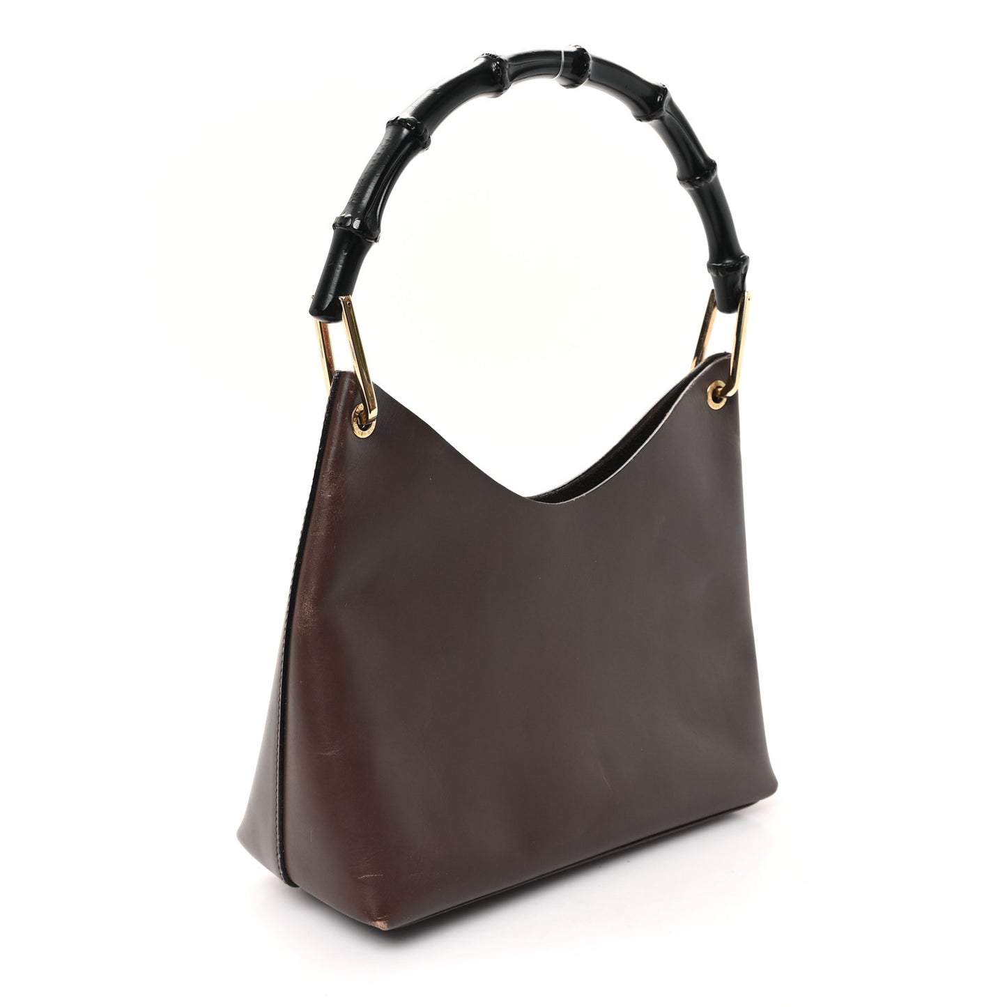 Calfskin Bamboo Shoulder Bag Brown