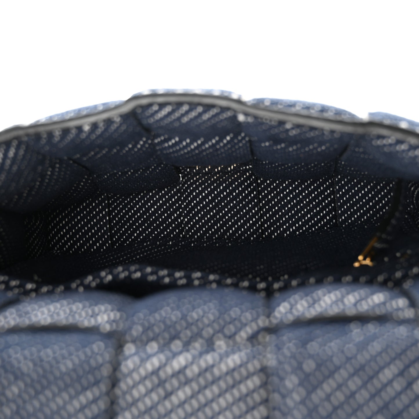 Denim Maxi Intrecciato Padded Cassette High Frequency Crossbody Bag Indigo