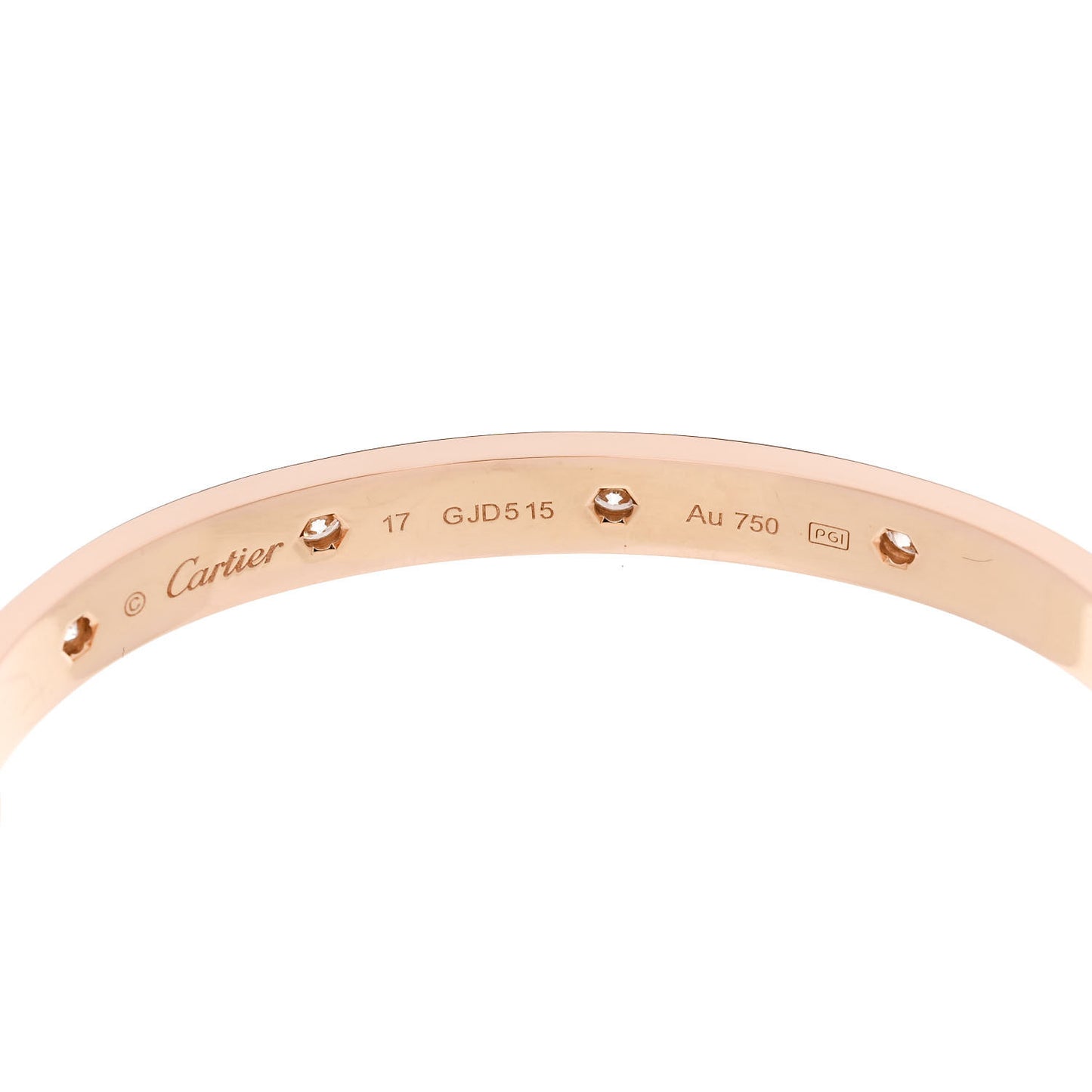 18K Pink Gold 10 Diamond LOVE Bracelet 17
