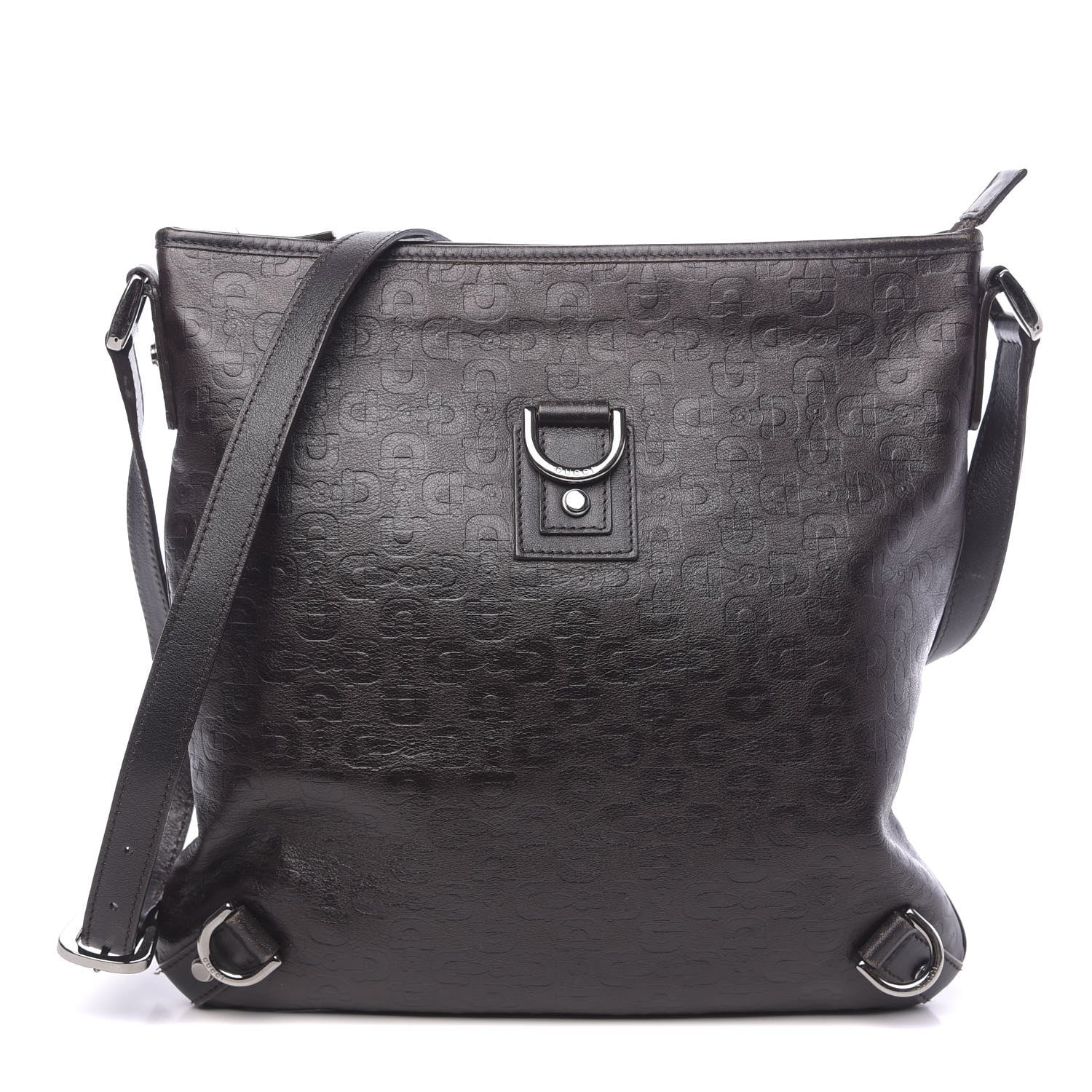 Gucci Calfskin Horsebit Embossed Abbey Messenger Dark Brown 1 of 10