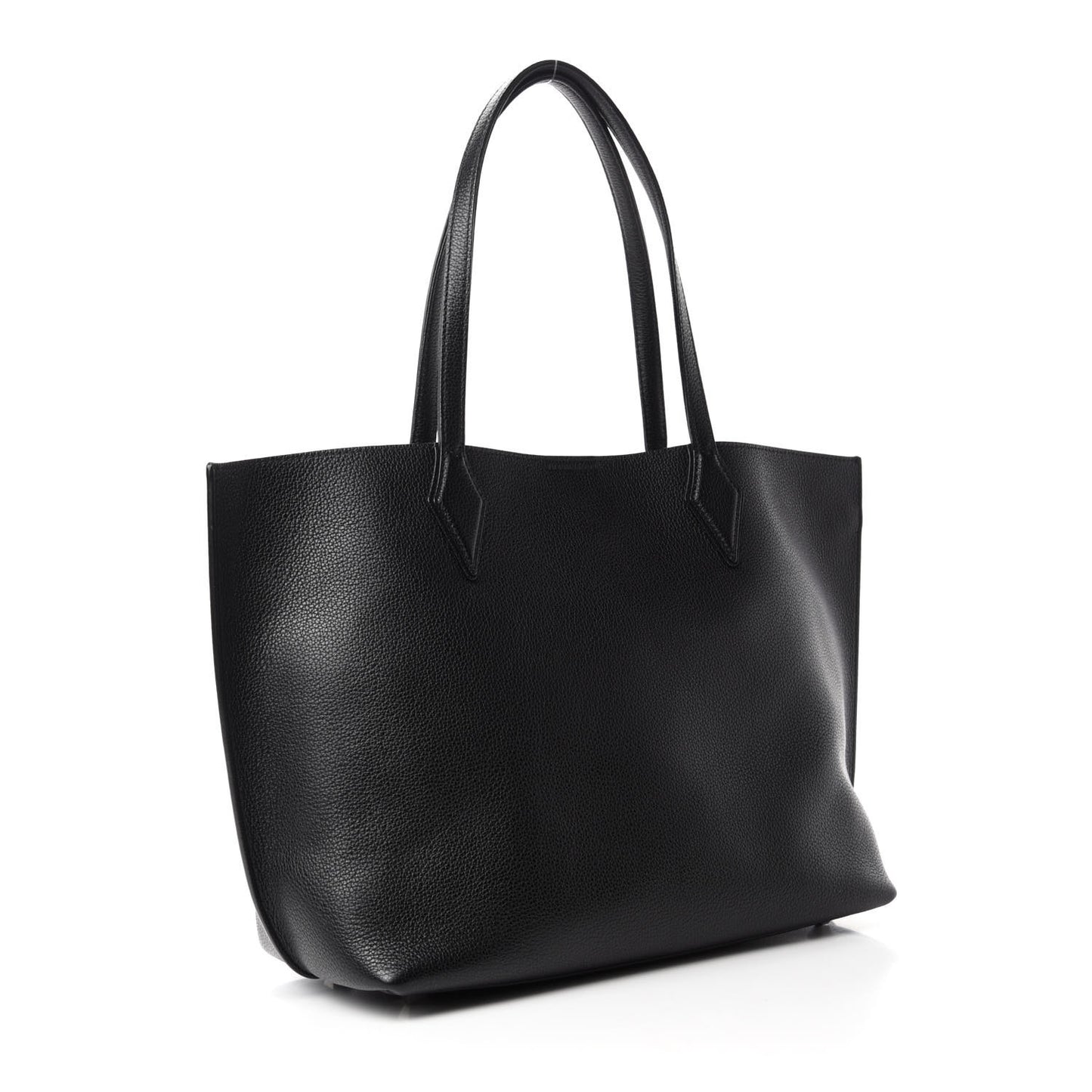 Grained Calfskin Medium Yris Shopper Tote Black