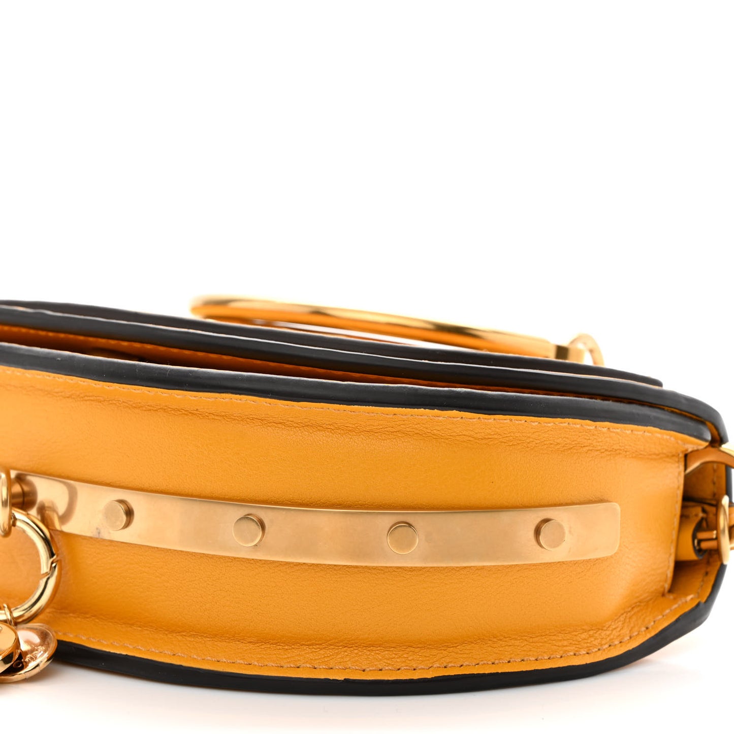 Calfskin Small Nile Bracelet Minaudiere Bag Dark Ochre