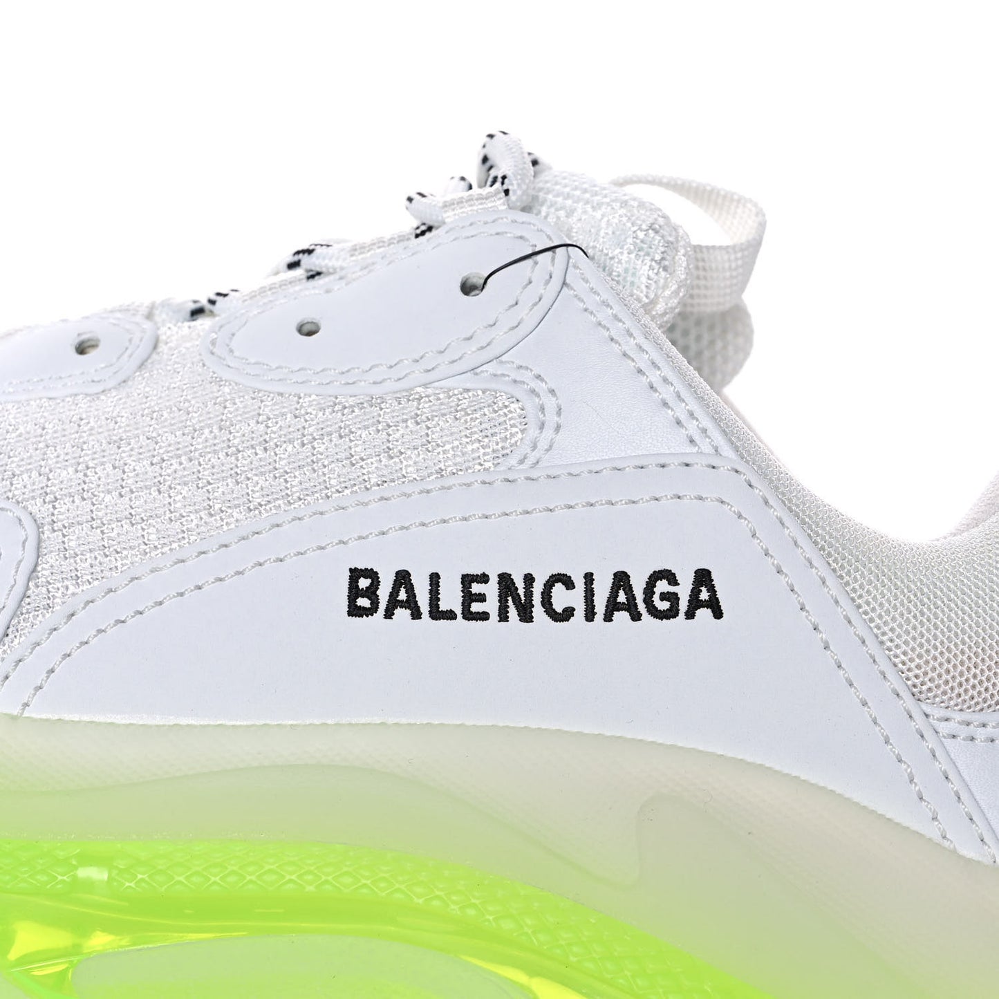 Fabric Mesh Clear Sole Fluo Womens Triple S Sneakers 41 White Fluo Yellow