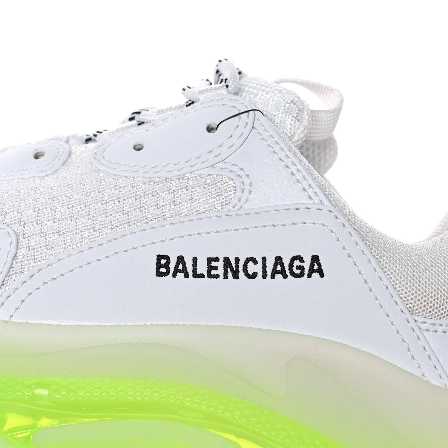 Balenciaga Fabric Mesh Clear Sole Fluo Womens Triple S Sneakers 41 White Fluo Yellow 8 of 10