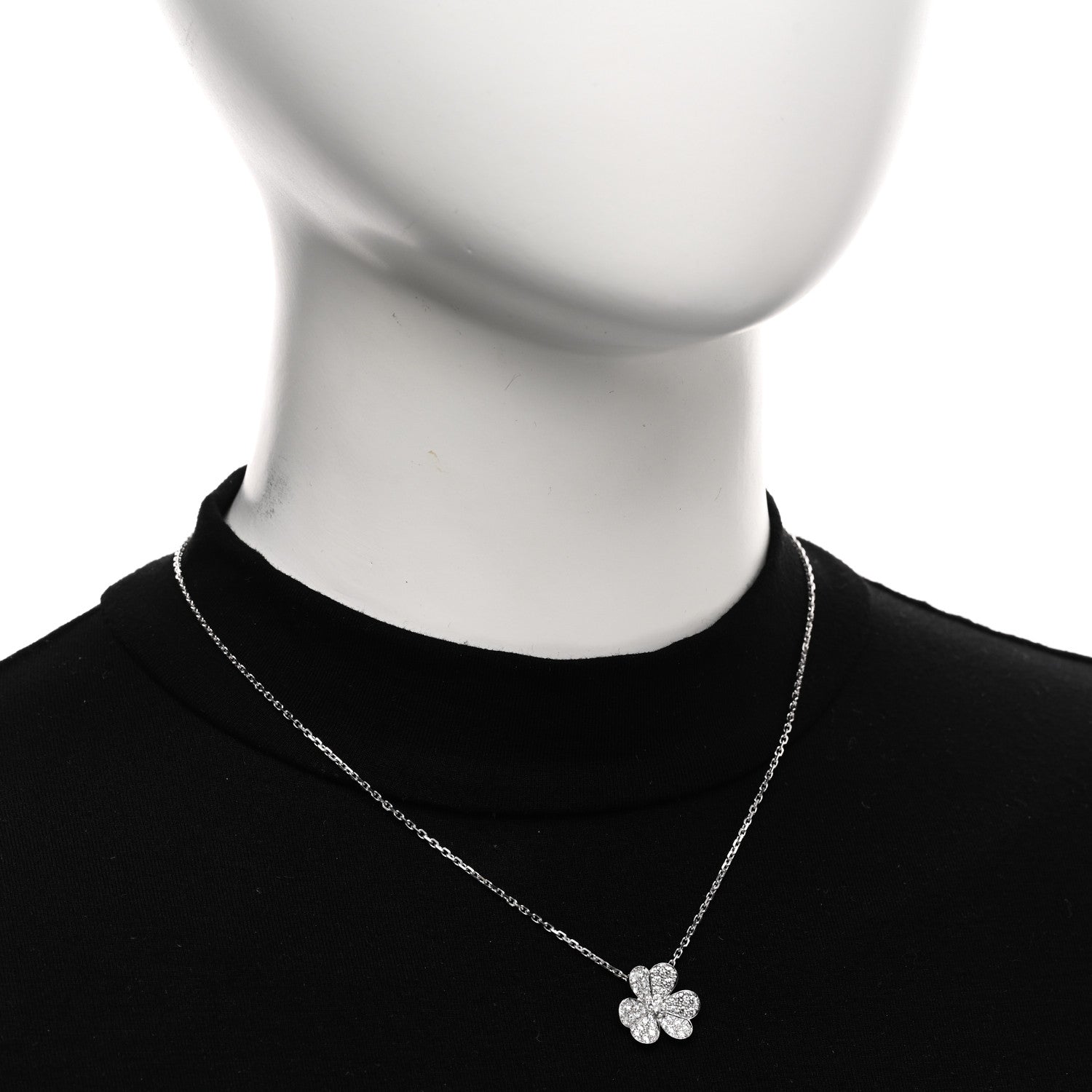 Van Cleef & Arpels 18K White Gold Diamond Small Frivole Pendant Necklace 2 of 4