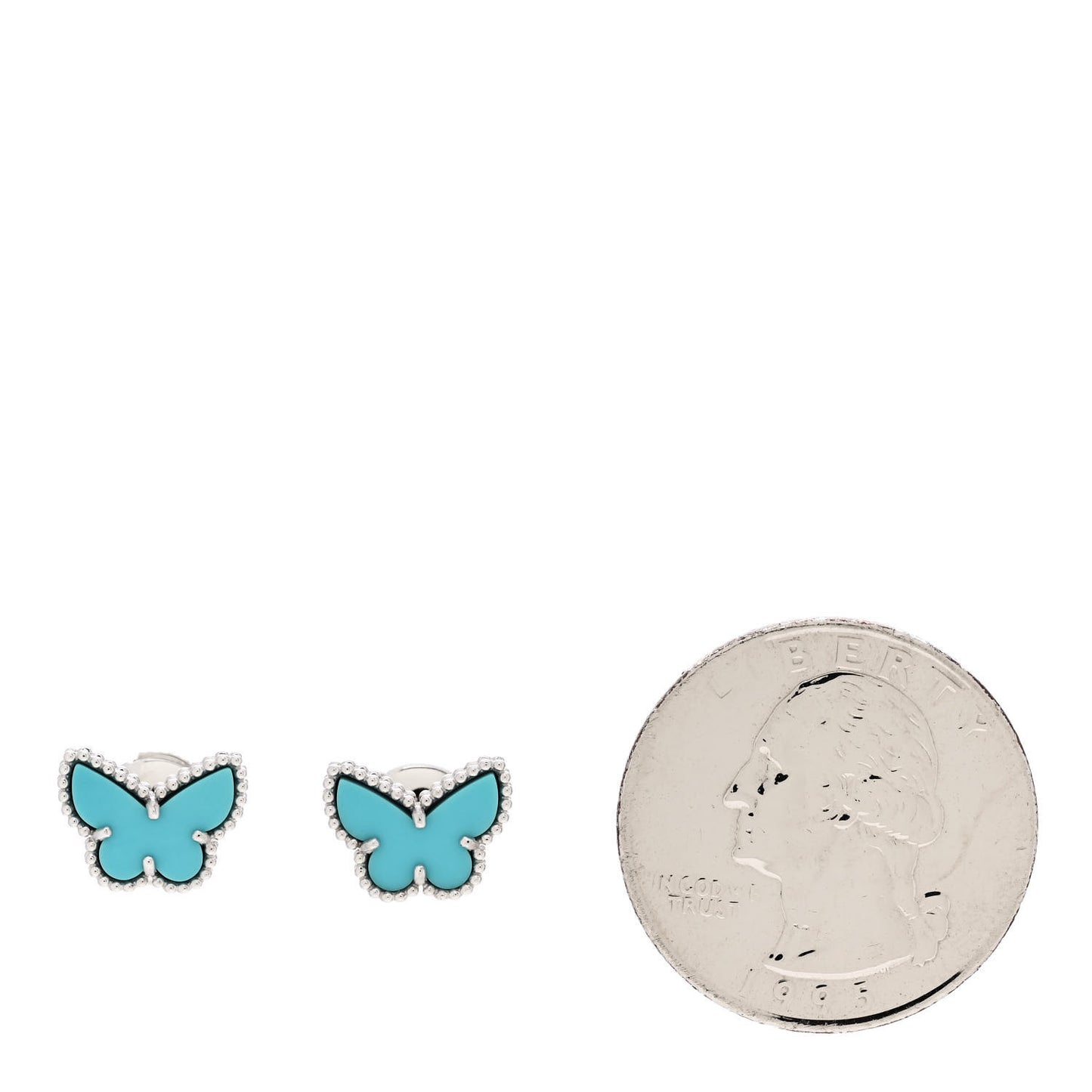 18K White Gold Turquoise Sweet Alhambra Butterfly Earrings