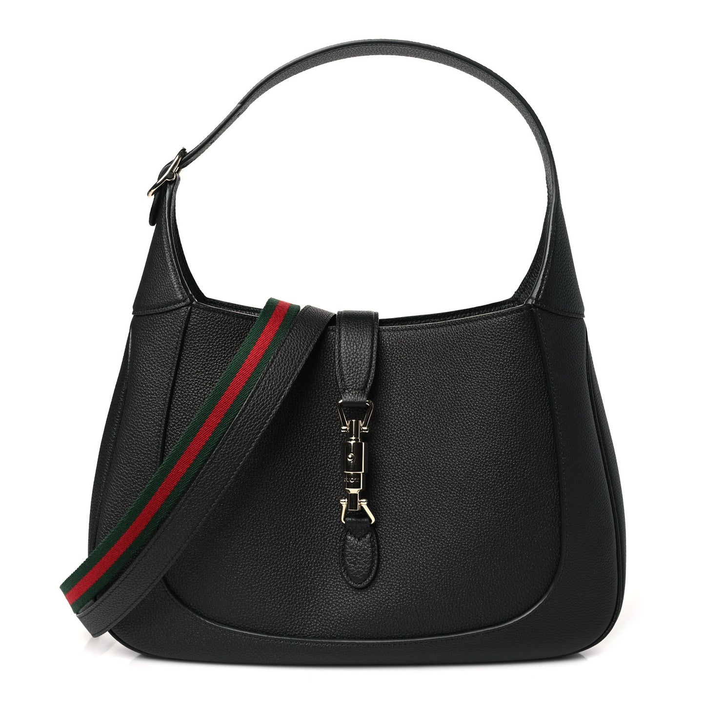 Pebbled Calfskin Large Jackie 1961 Hobo Black