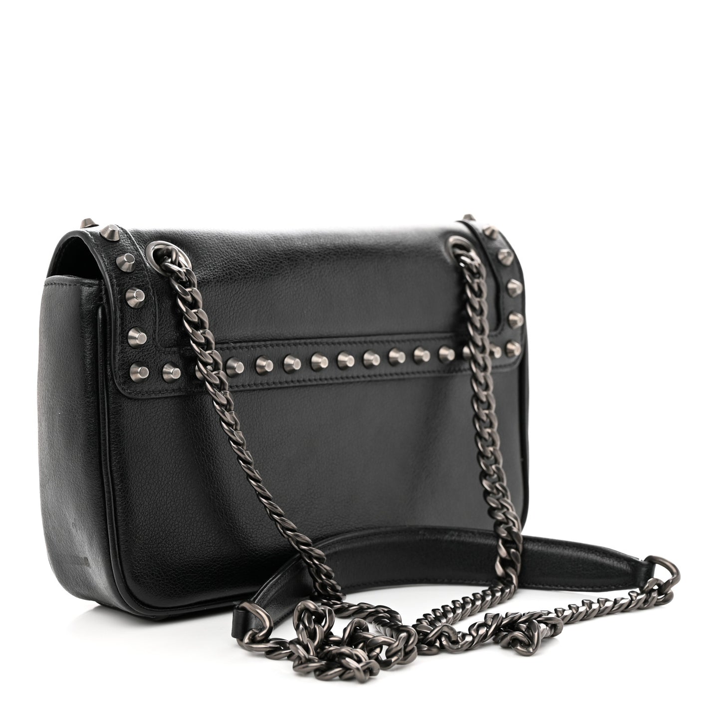 Glace Calfskin Studded Crossbody Black