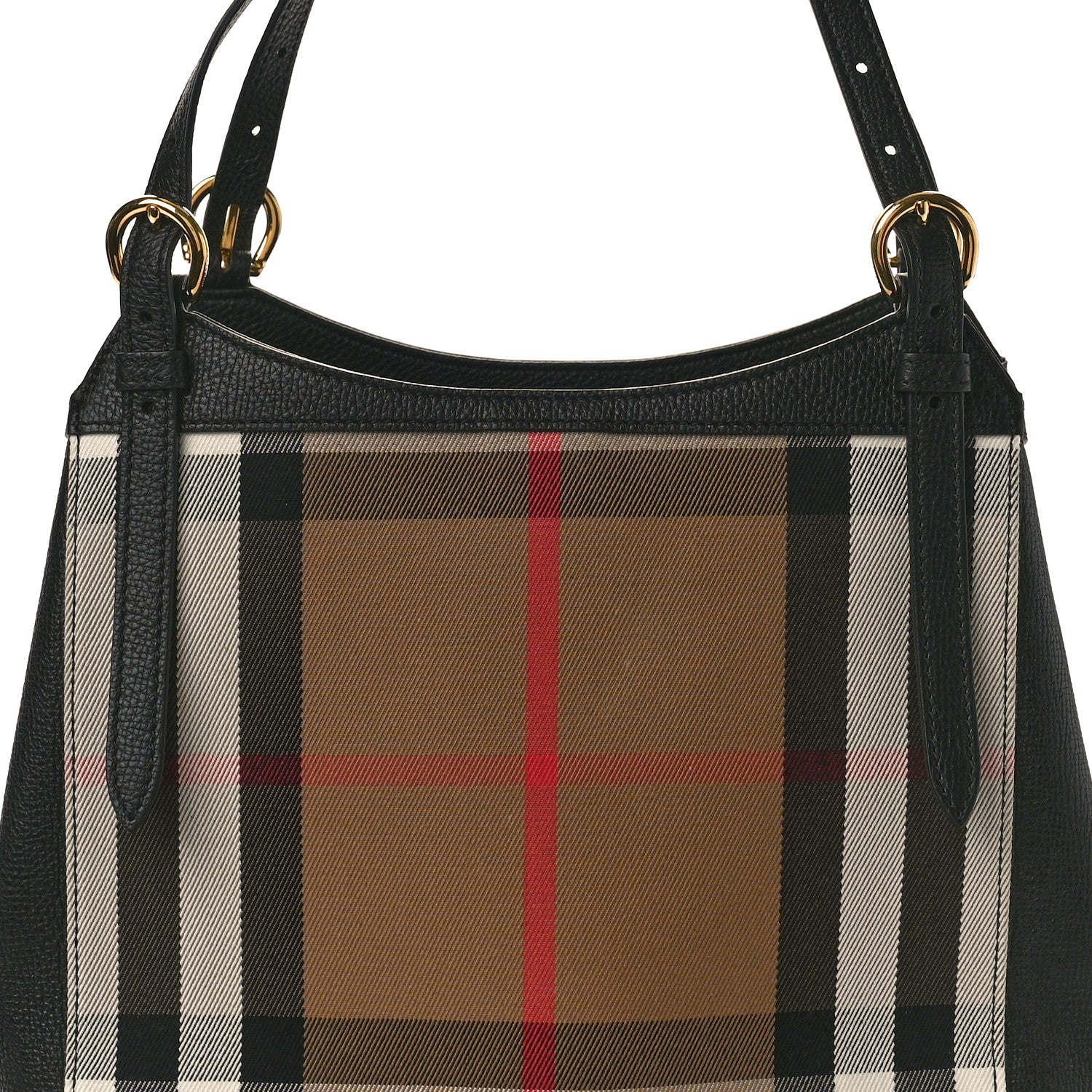 Burberry Grainy Calfskin House Check Small Canterbury Tote Black 7 of 9