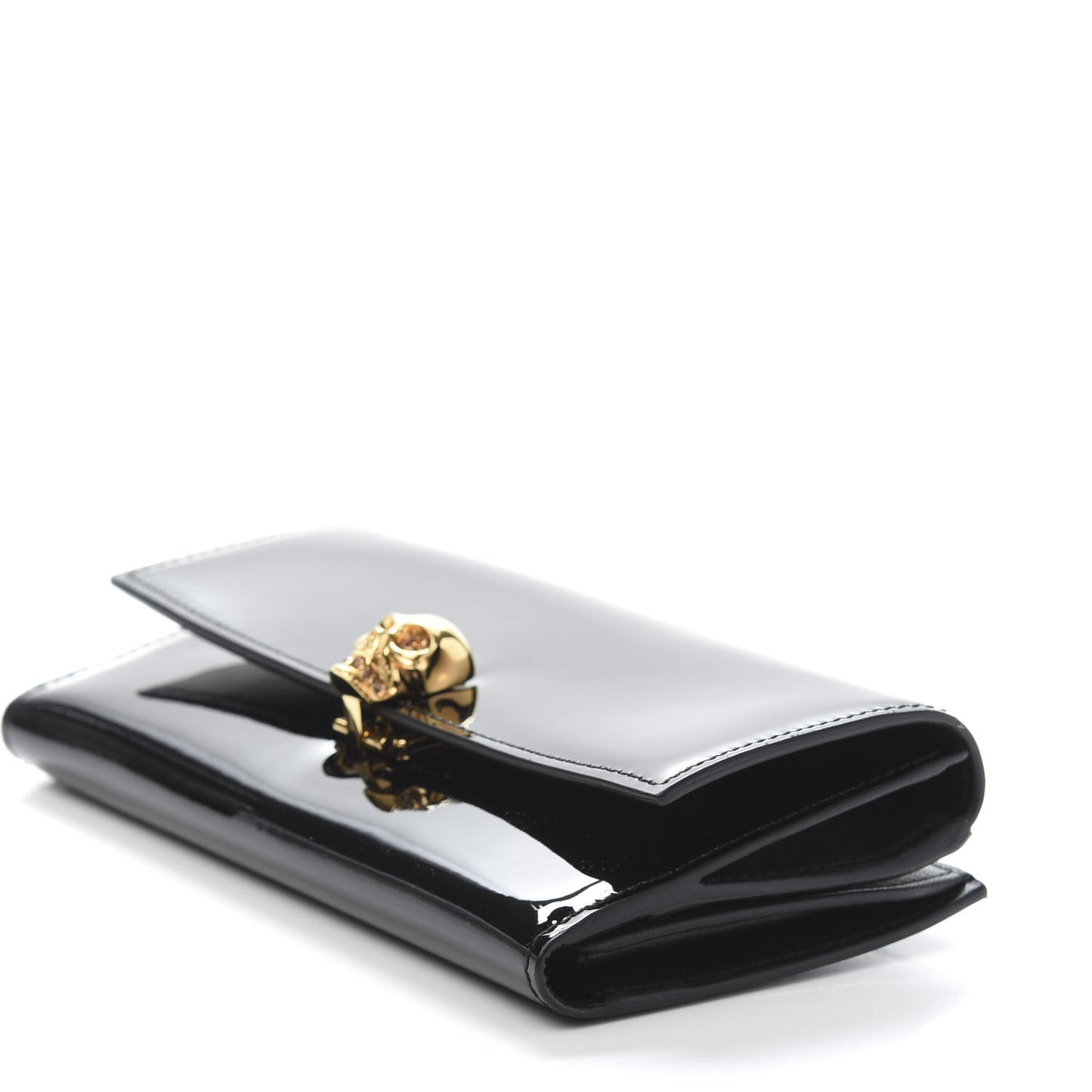 Patent Skull Continental Wallet Black