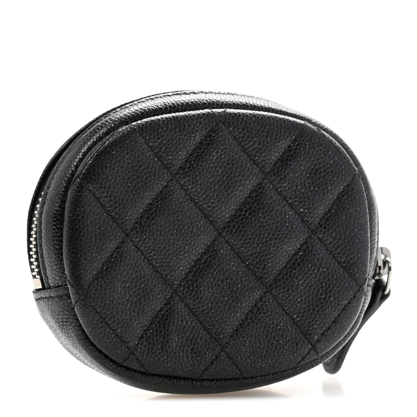Iridescent Caviar Quilted Zip Around Classic Coin Purse Black