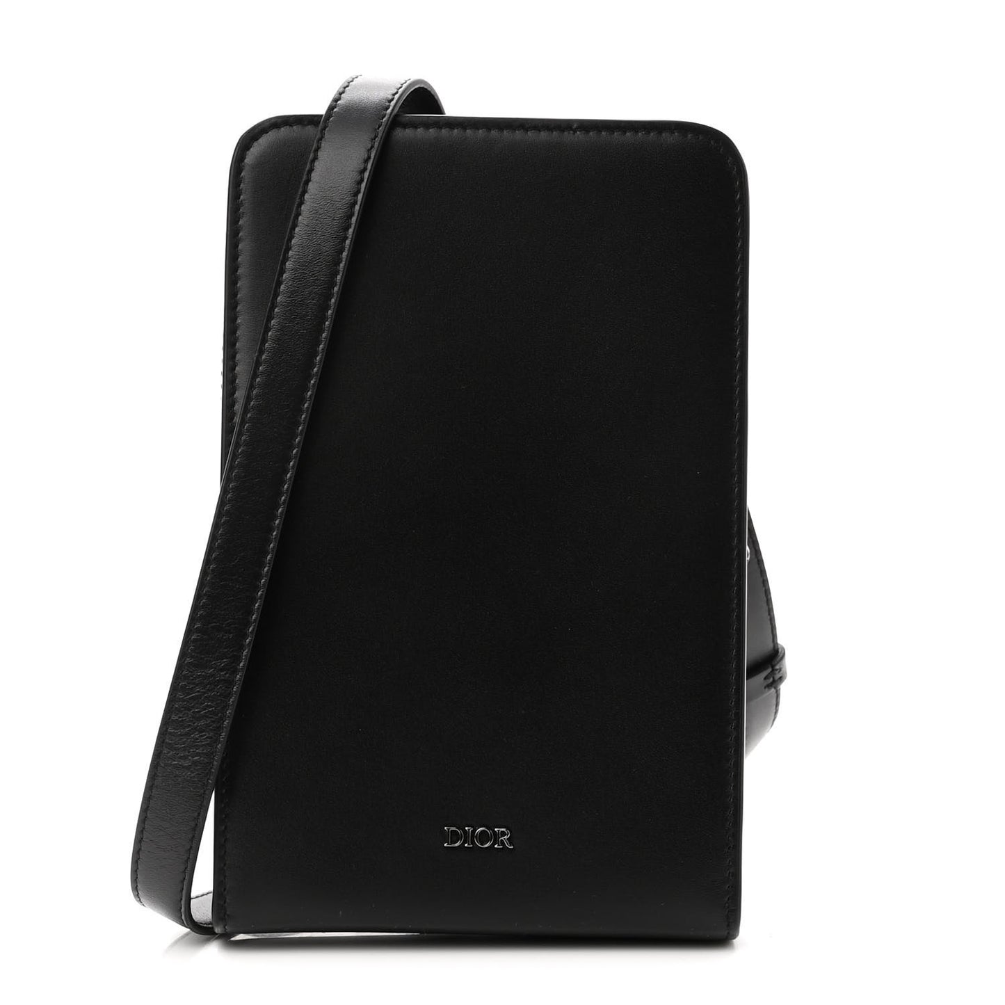 Lambskin Vertical Wallet On Strap Black