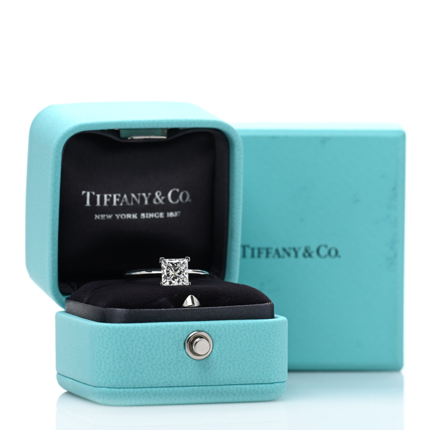 Platinum Diamond 1.48ct Princess Cut Solitaire Engagement Ring 51 5.75