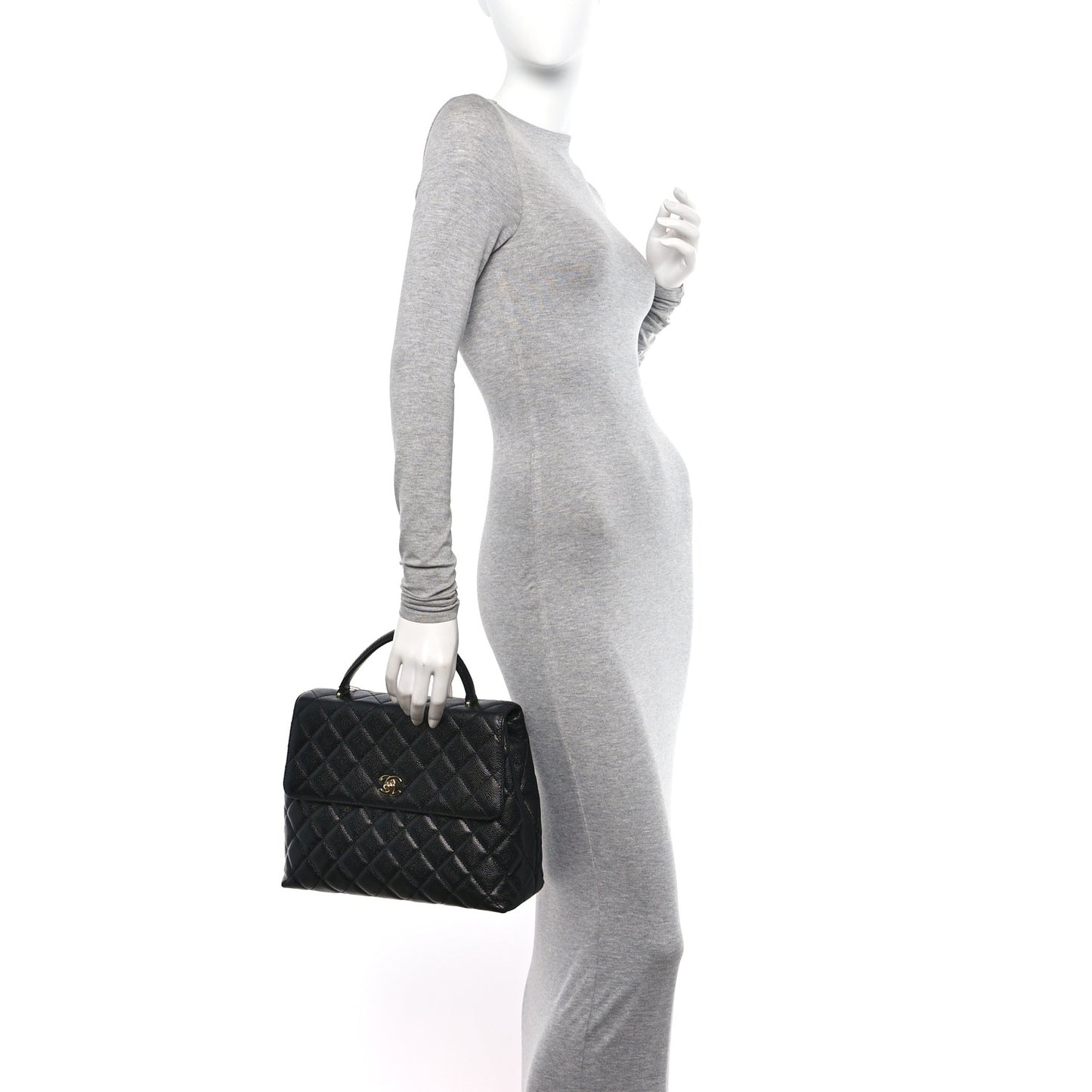 Caviar Quilted Jumbo Kelly Flap Black