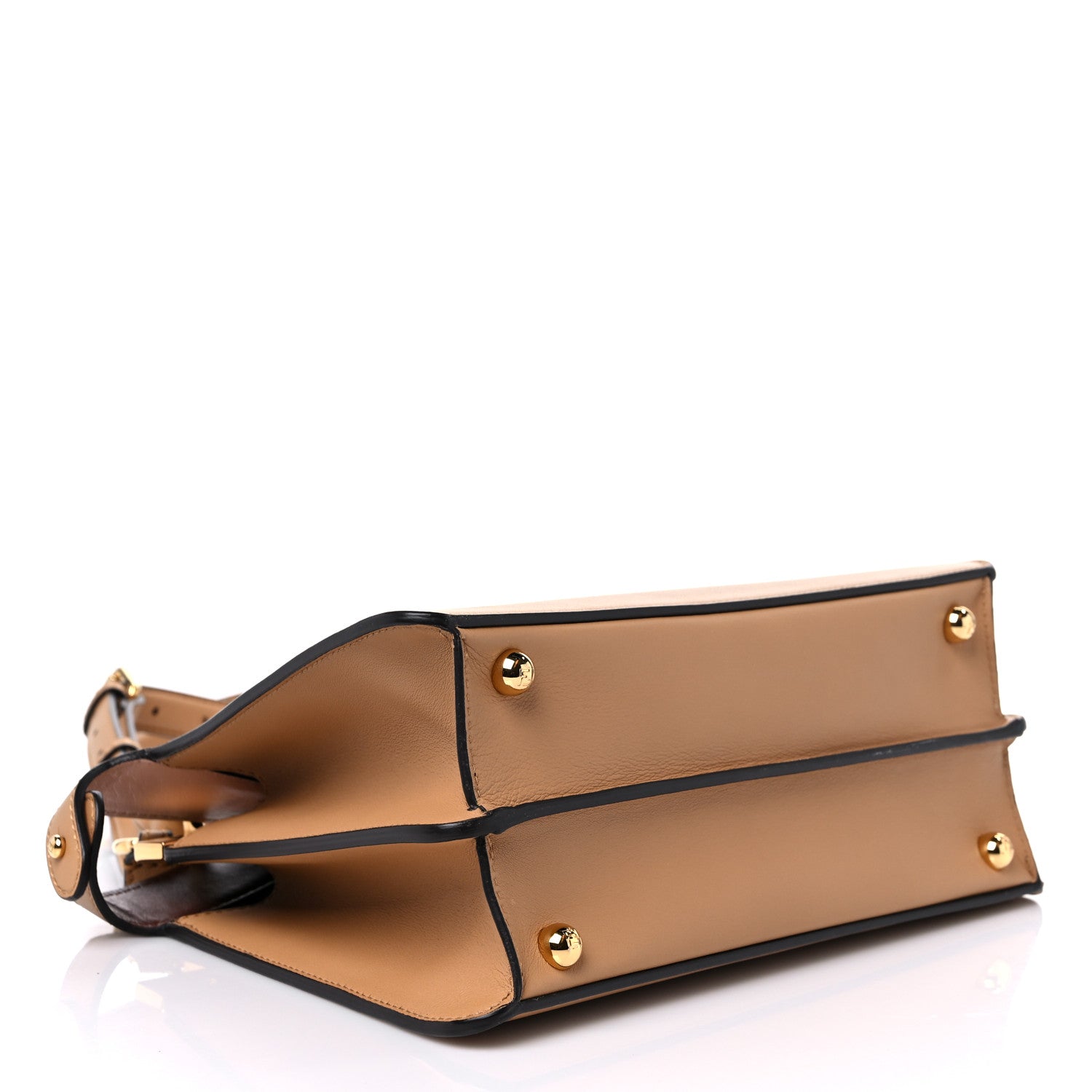 Fendi Vitello Seta Nappa Bi-Color Small Peekaboo I SEE U Satchel Miele Scuro Light Rose Ghianda 4 of 10