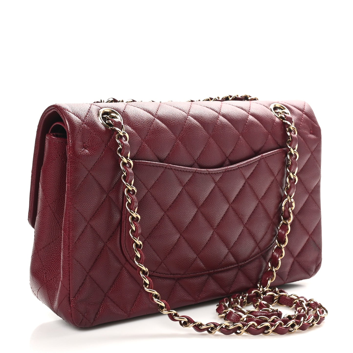 Caviar Quilted Medium Double Flap Burgundy