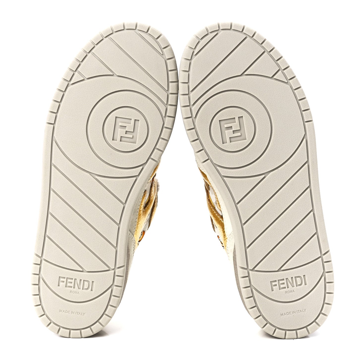 X FENDI Suede Fabric FF Baroque Womens Fendace Match Sneakers 37 Gold Multicolor