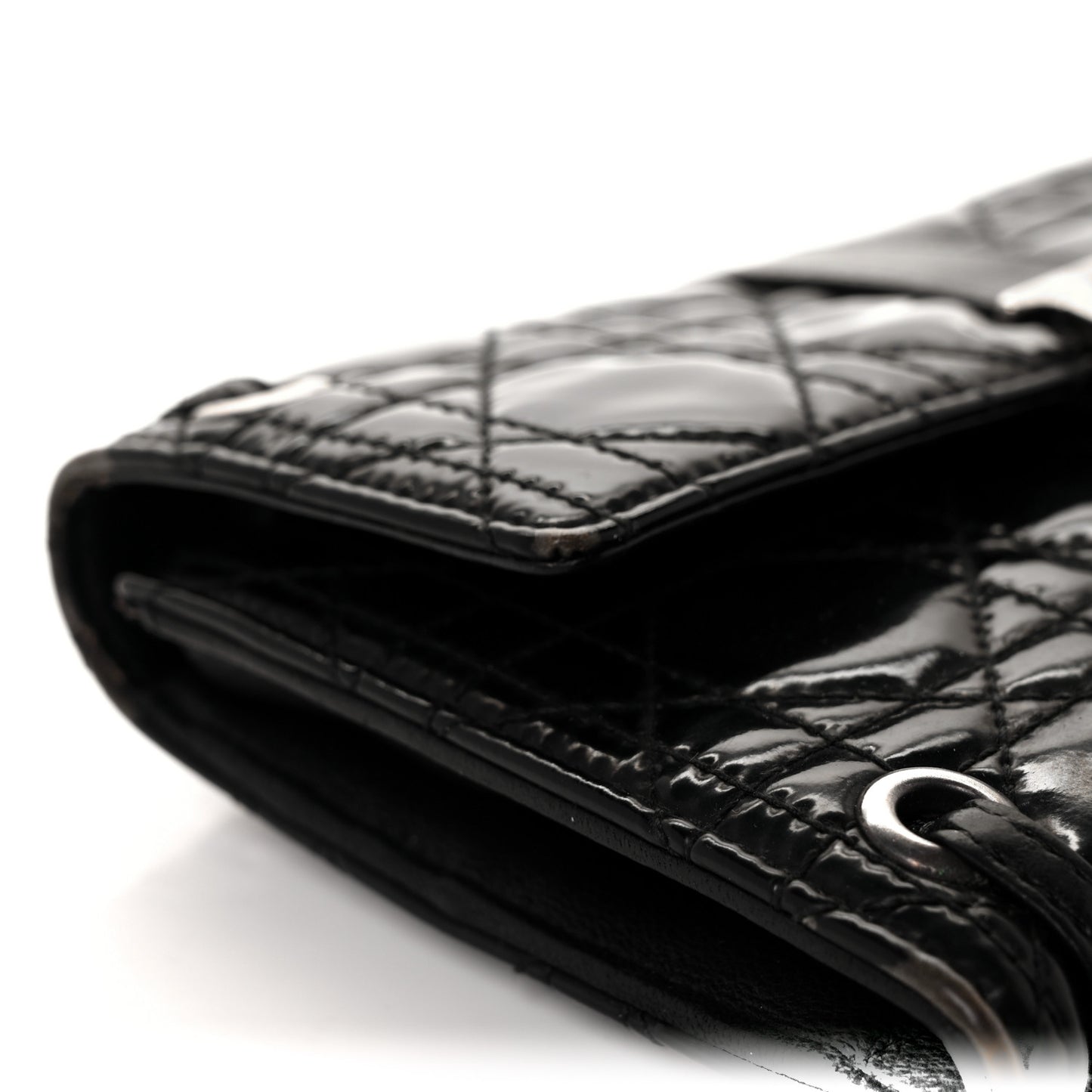 Patent Cannage Crossbody Wallet Black