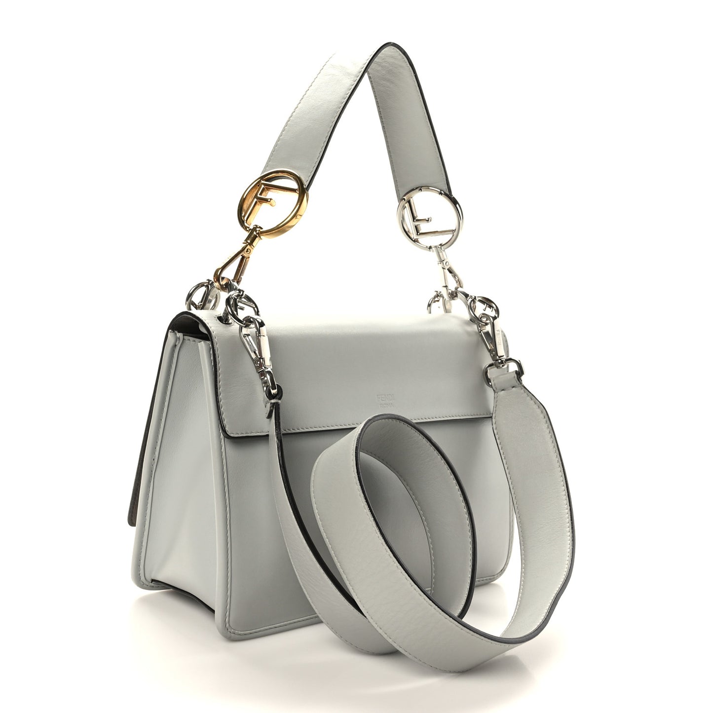Vitello Century Opaco F is Fendi Kan I Shoulder Bag Grigio Perla