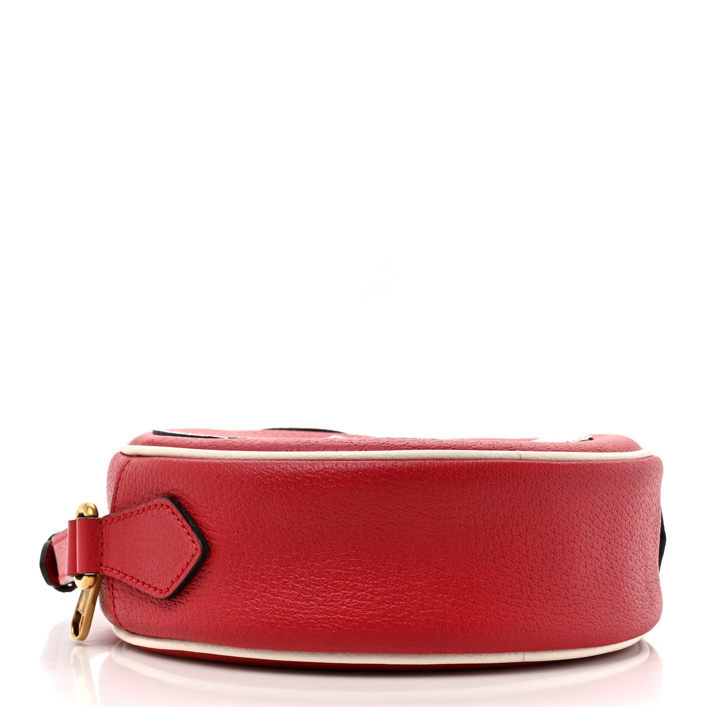 X ADIDAS Calfskin Small Ophidia Round Shoulder Bag White Red