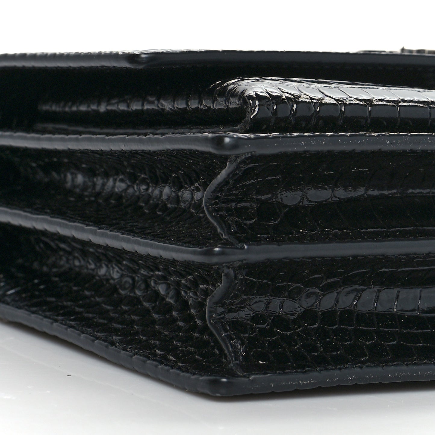 Calfskin Crocodile Embossed Medium Monogram Sunset Black
