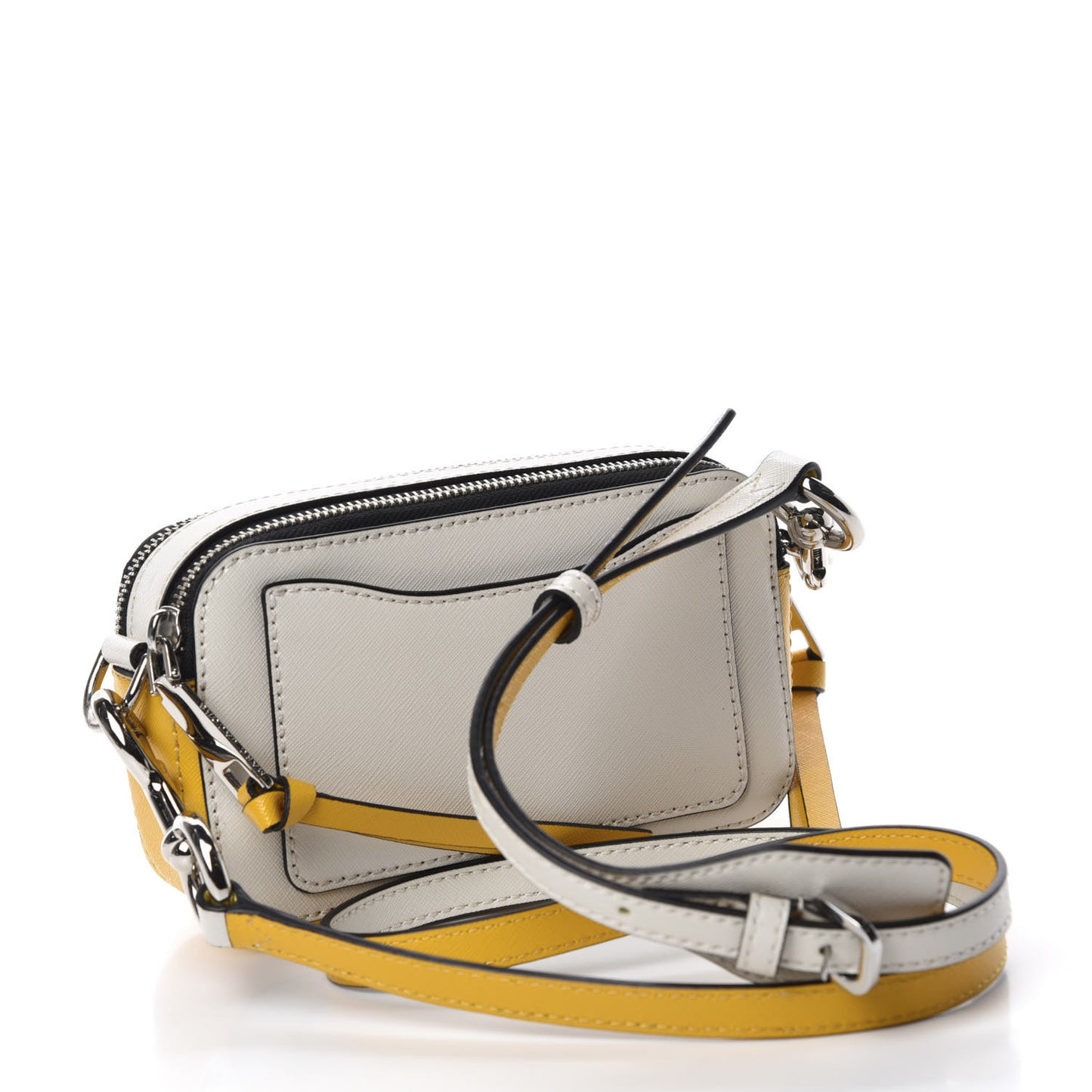 Saffiano Small Snapshot Camera Bag White Yellow